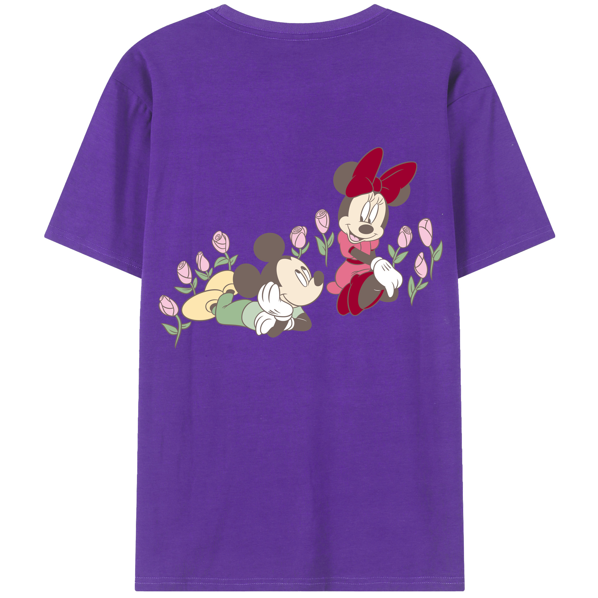 ミッキーマウス Mickey Mouse 綿100％ メンズ半袖Tシャツ（バックプリント） 通気性