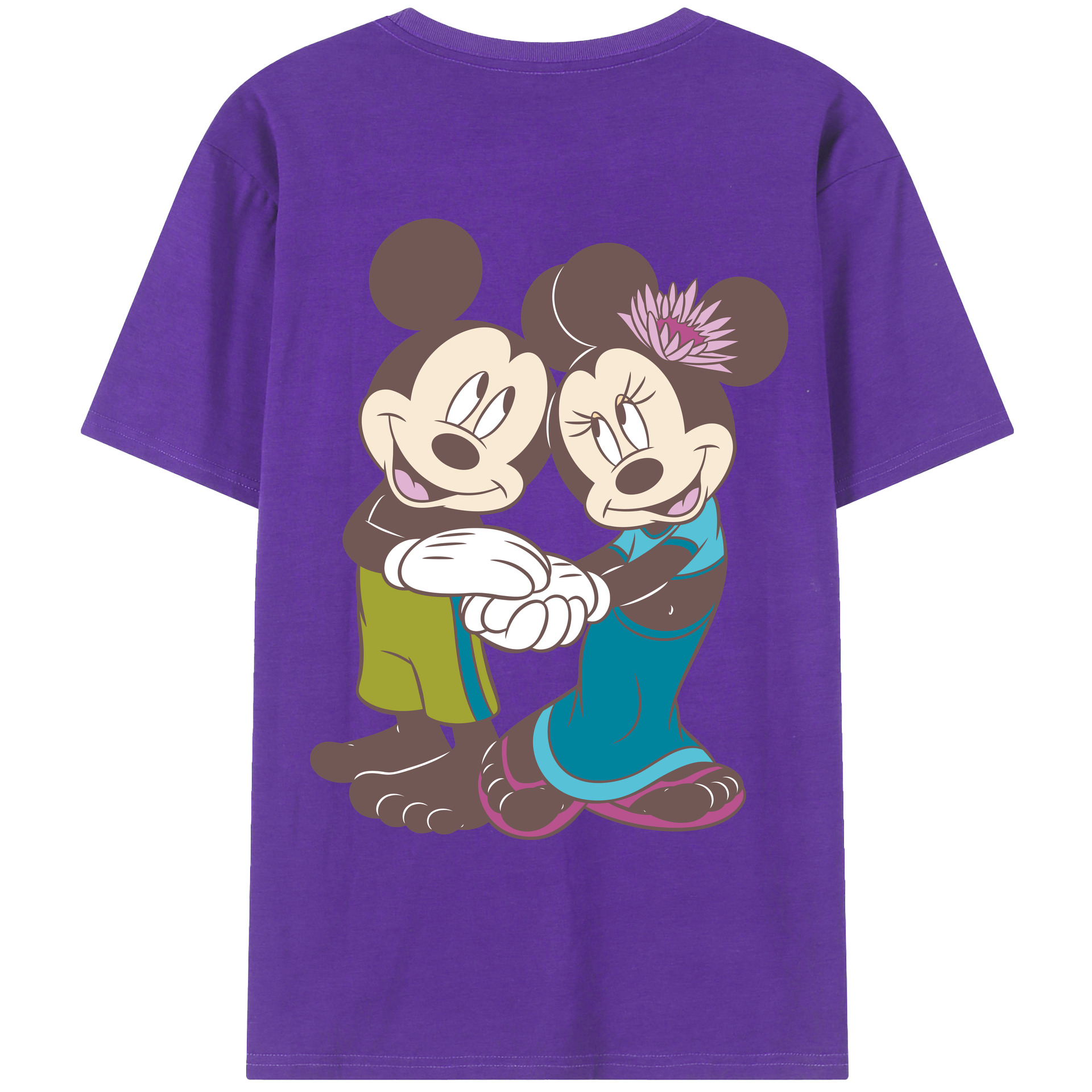 （画像用） ミッキーマウス Mickey Mouse 綿100％ メンズ半袖Tシャツ（バックプリント） 通気性