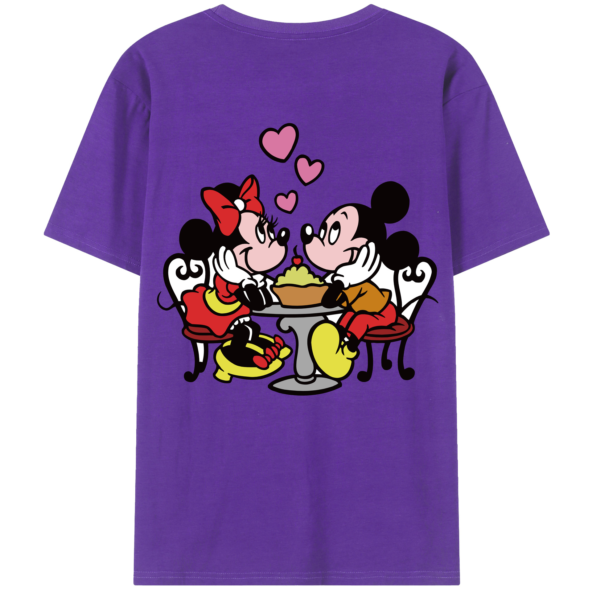 ミッキーマウス Mickey Mouse 綿100％ メンズ半袖Tシャツ（バックプリント） 通気性