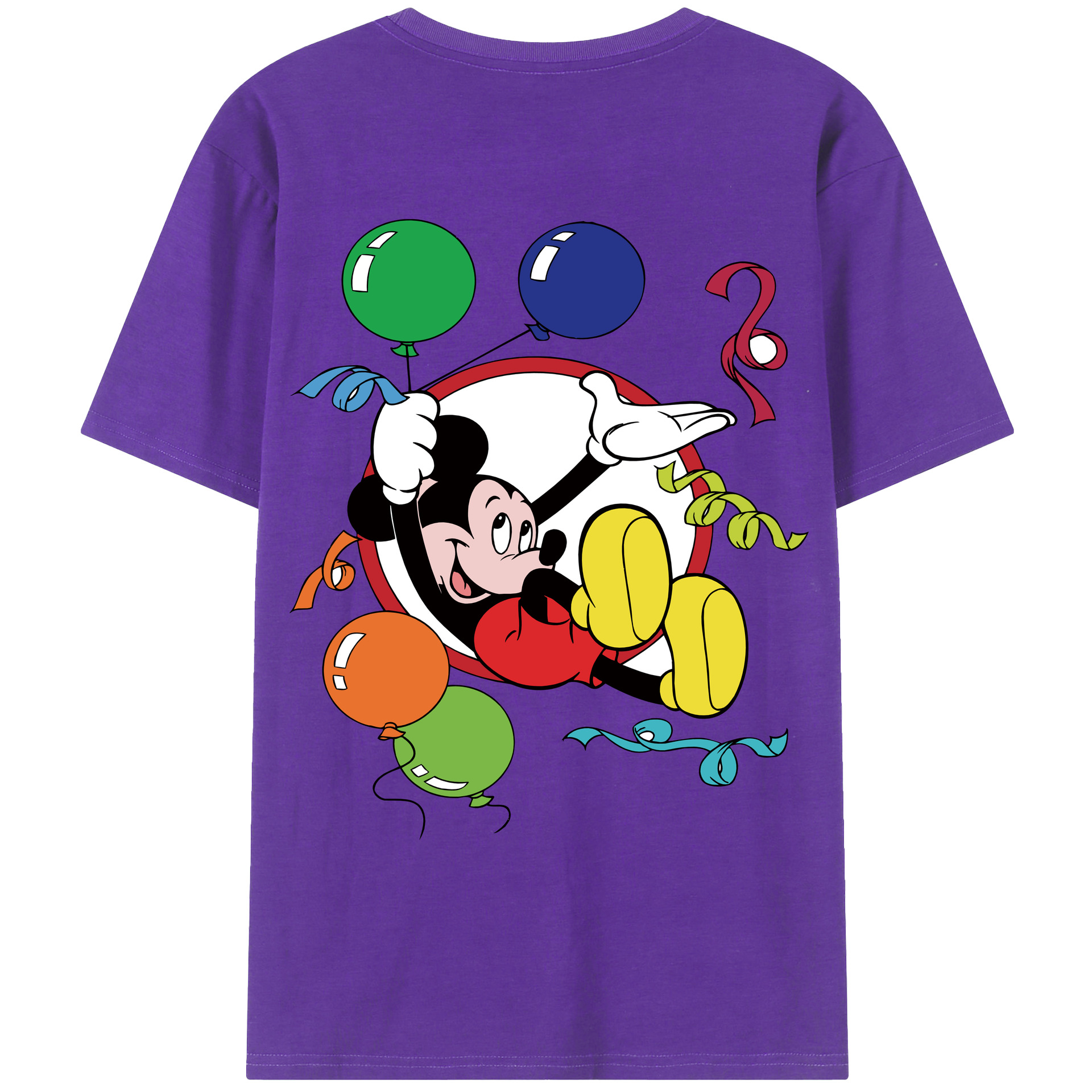 ミッキーマウス Mickey Mouse 綿100％ メンズ半袖Tシャツ（バックプリント） 通気性