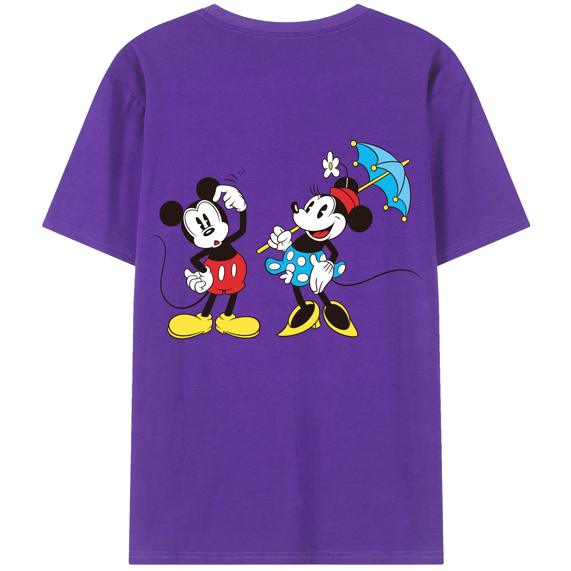 ミッキーマウス Mickey Mouse 綿100％ メンズ半袖Tシャツ（バックプリント） 通気性