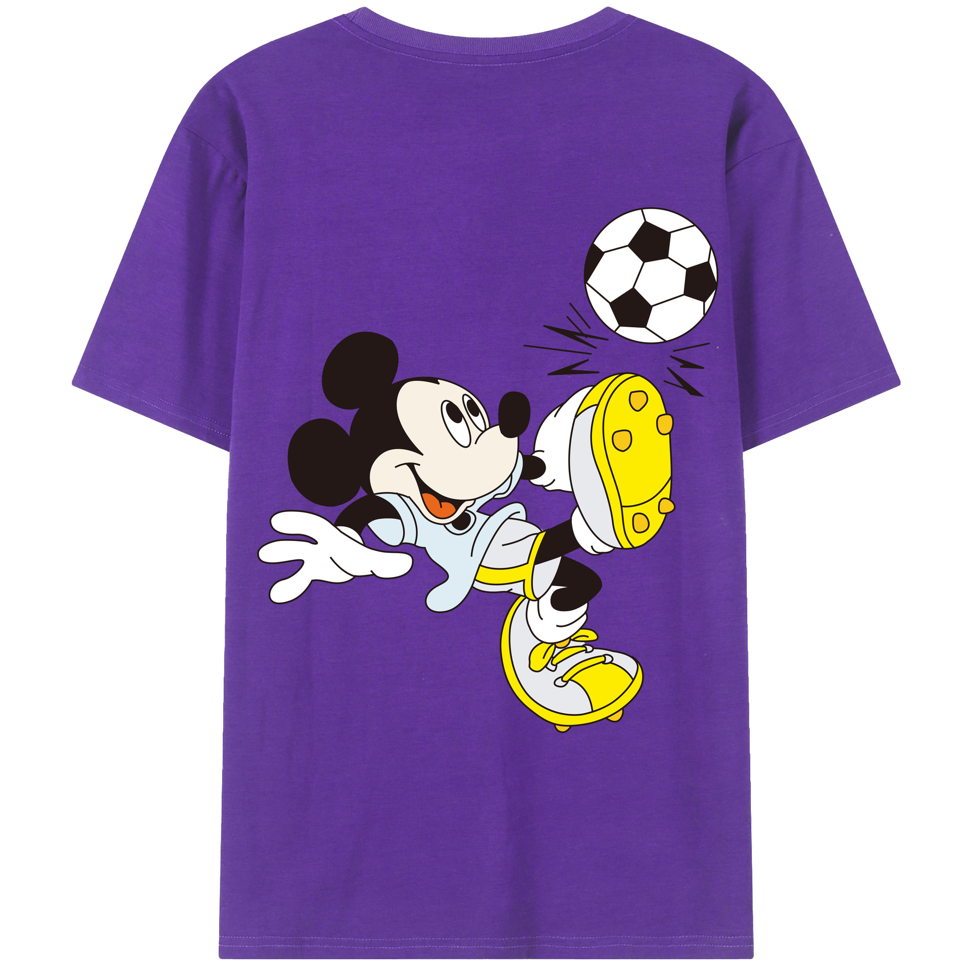 ミッキーマウス Mickey Mouse 綿100％ メンズ半袖Tシャツ（バックプリント） 通気性