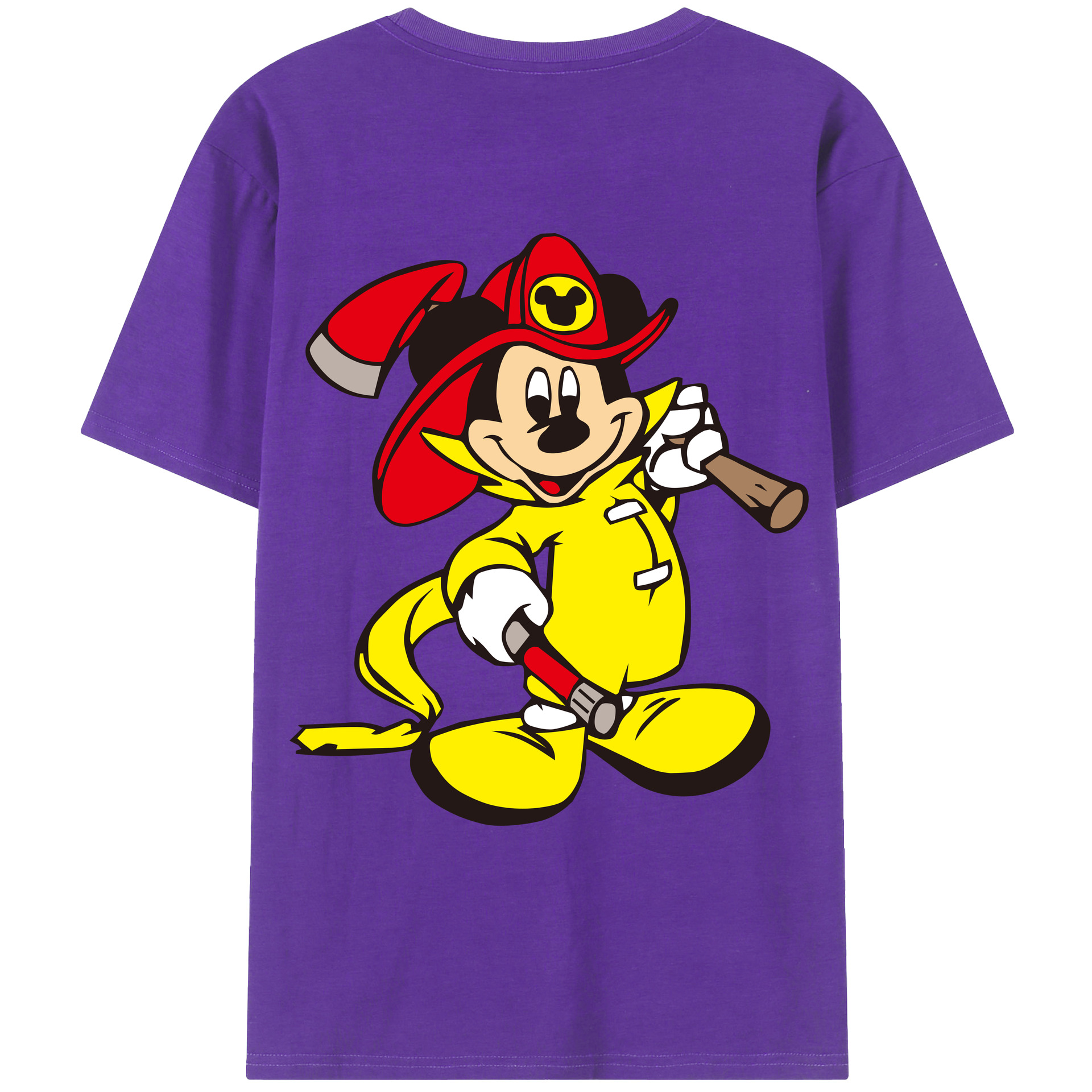ミッキーマウス Mickey Mouse 綿100％ メンズ半袖Tシャツ（バックプリント） 通気性