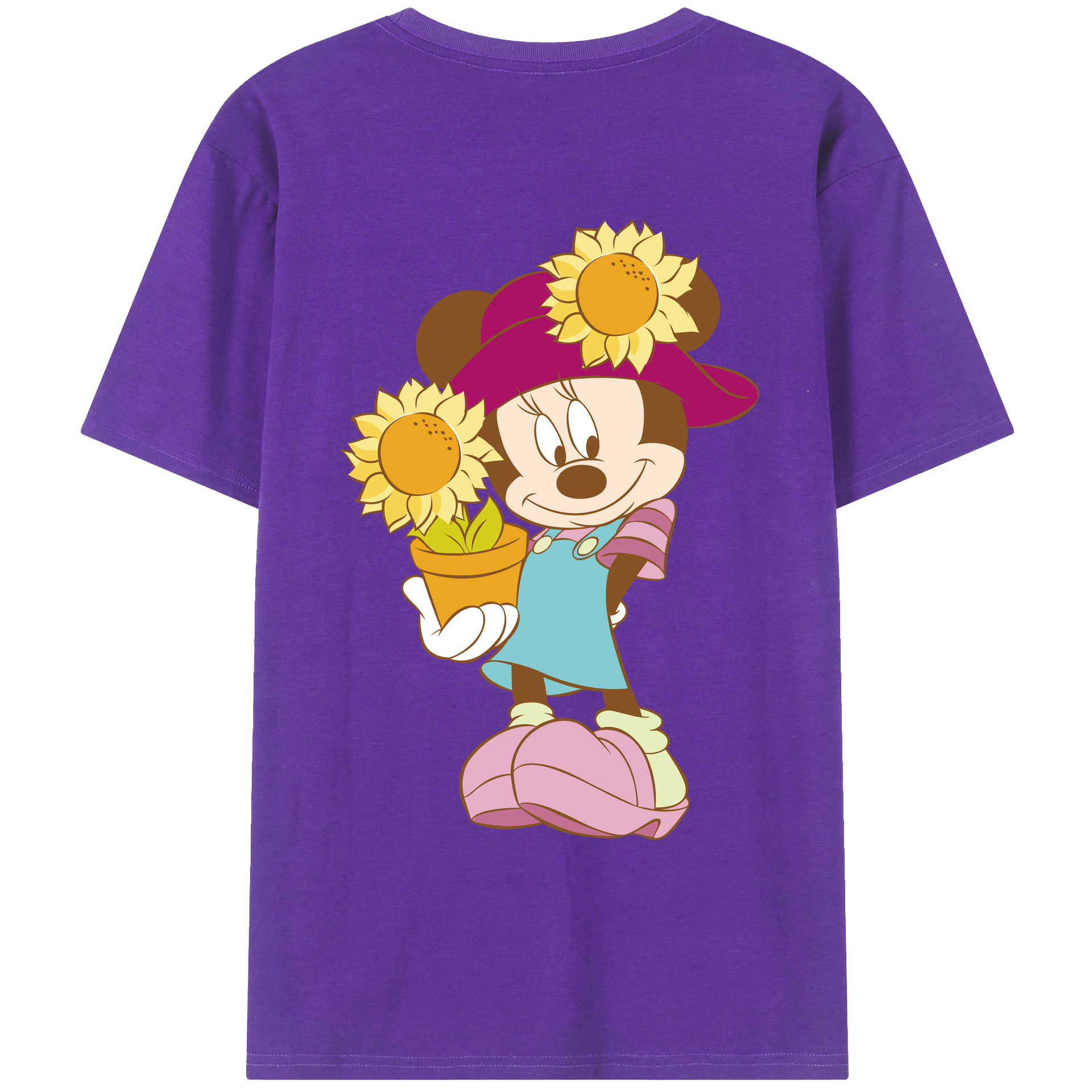 ミッキーマウス Mickey Mouse 綿100％ メンズ半袖Tシャツ（バックプリント） 通気性