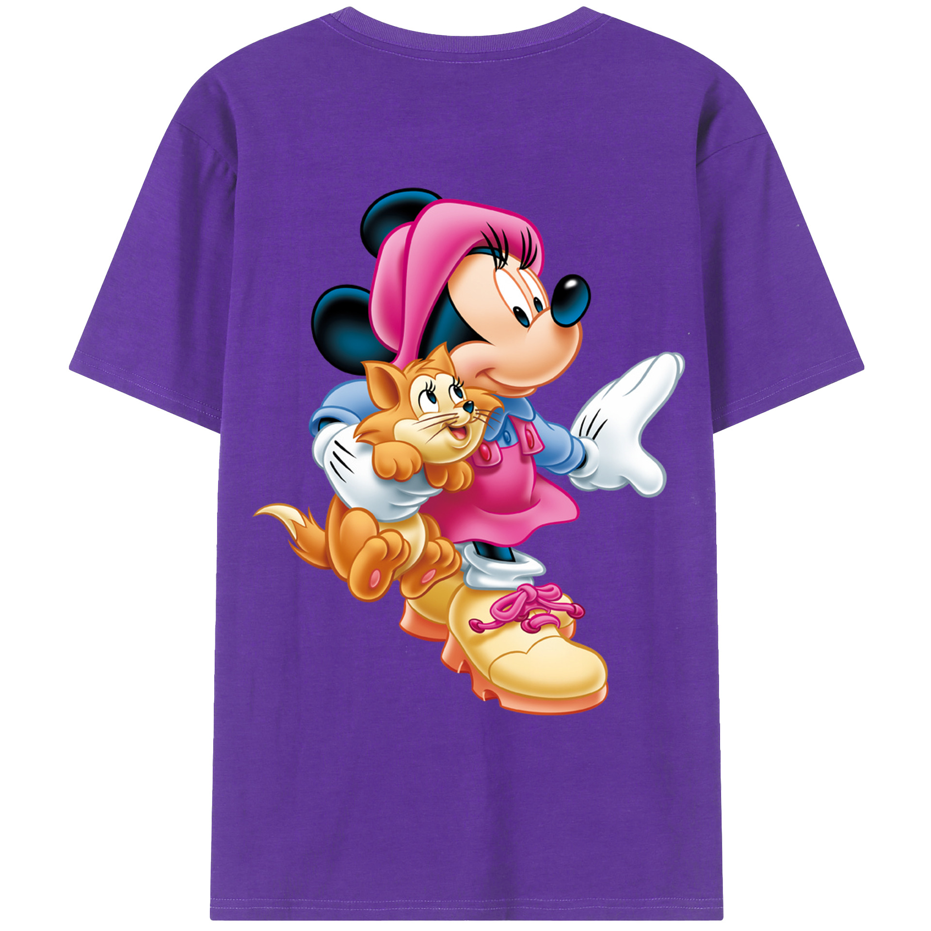 ミッキーマウス Mickey Mouse 綿100％ メンズ半袖Tシャツ（バックプリント） 通気性