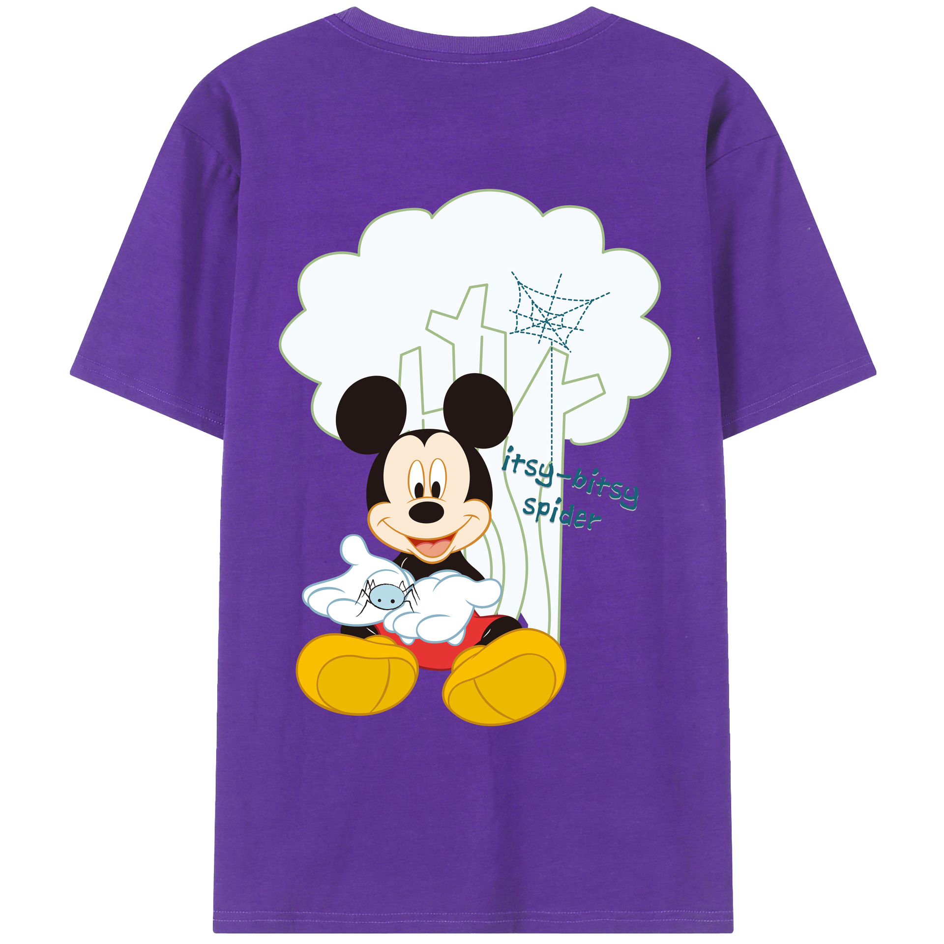 ミッキーマウス Mickey Mouse 綿100％ メンズ半袖Tシャツ（バックプリント） 通気性