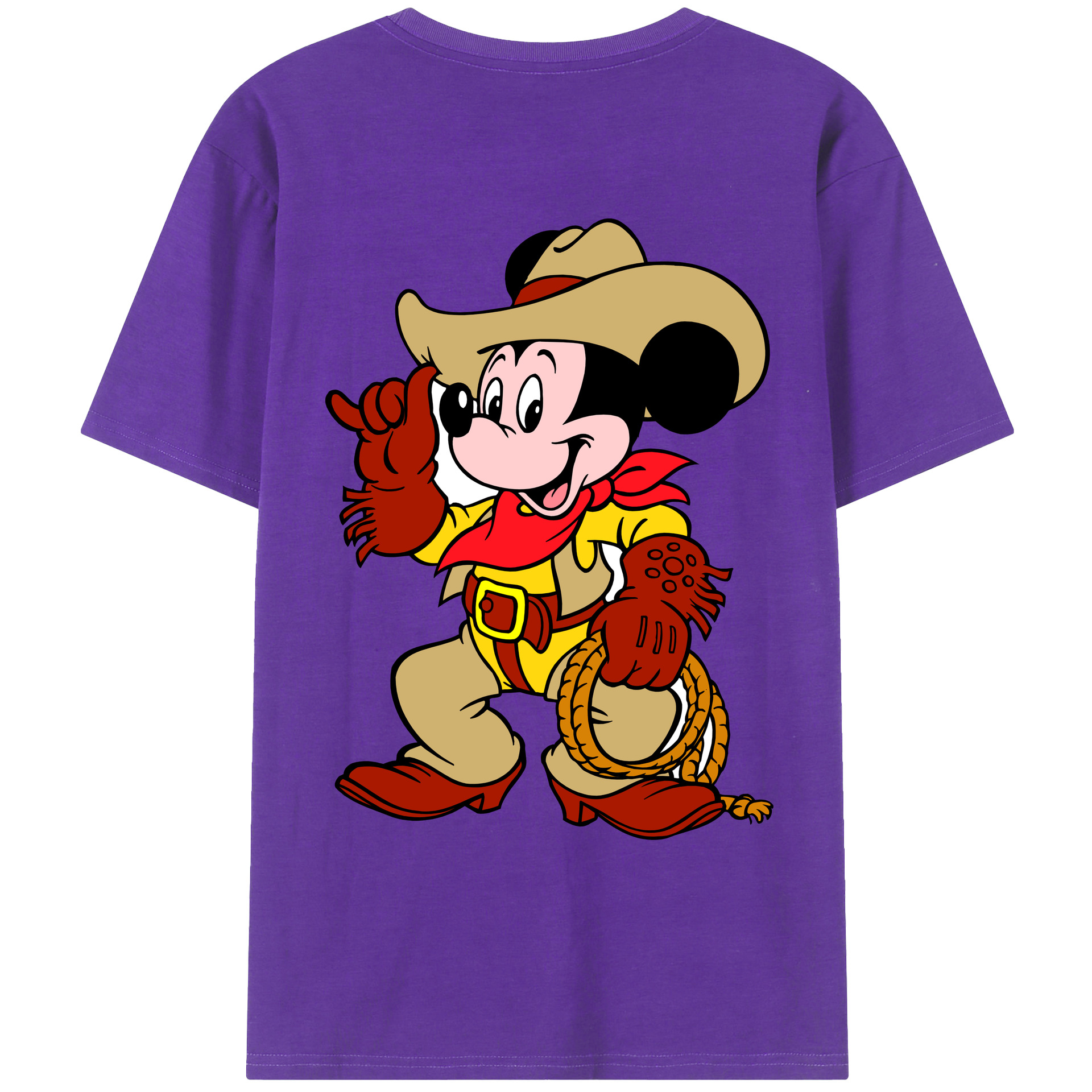 ミッキーマウス Mickey Mouse 綿100％ メンズ半袖Tシャツ（バックプリント） 通気性