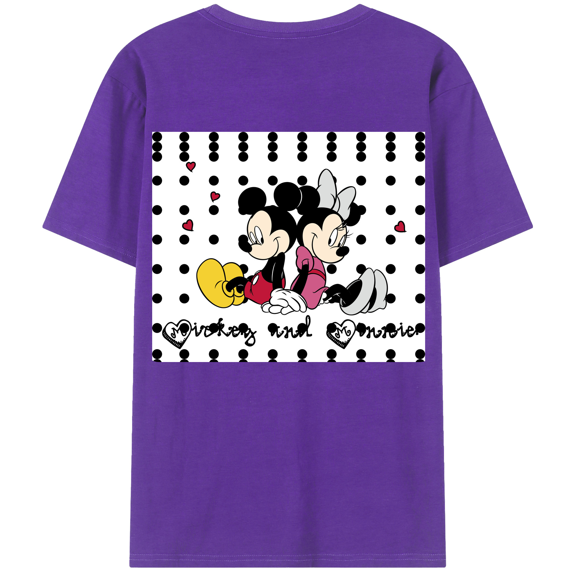 ミッキーマウス Mickey Mouse 綿100％ メンズ半袖Tシャツ（バックプリント） 通気性