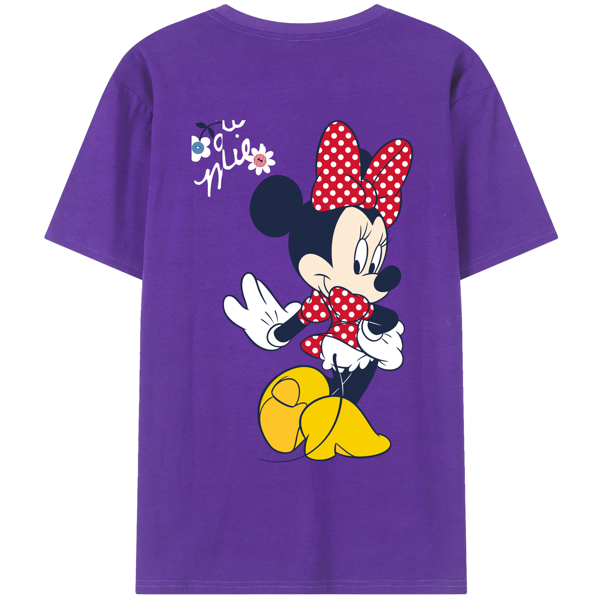 ミッキーマウス Mickey Mouse 綿100％ メンズ半袖Tシャツ（バックプリント） 通気性