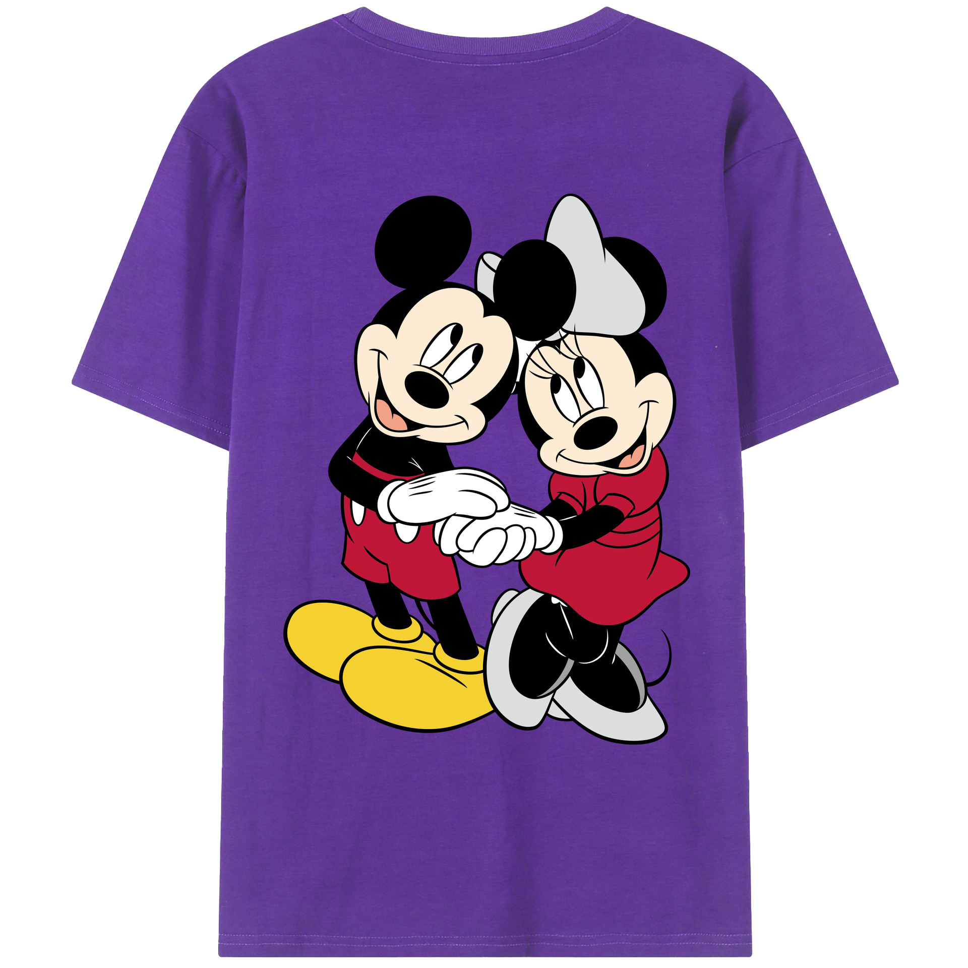 ミッキーマウス Mickey Mouse 綿100％ メンズ半袖Tシャツ（バックプリント） 通気性