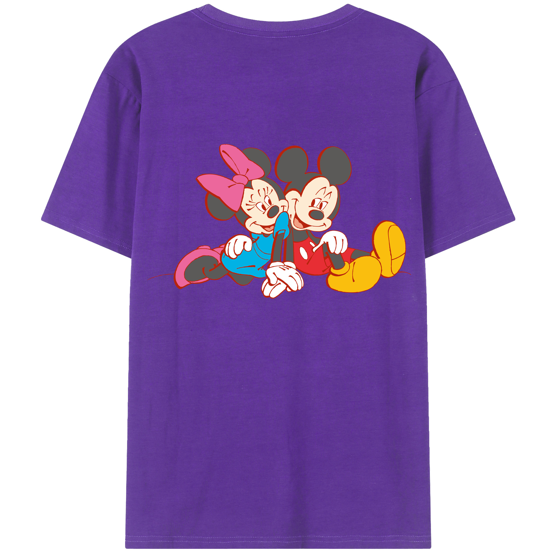 ミッキーマウス Mickey Mouse 綿100％ メンズ半袖Tシャツ（バックプリント） 通気性