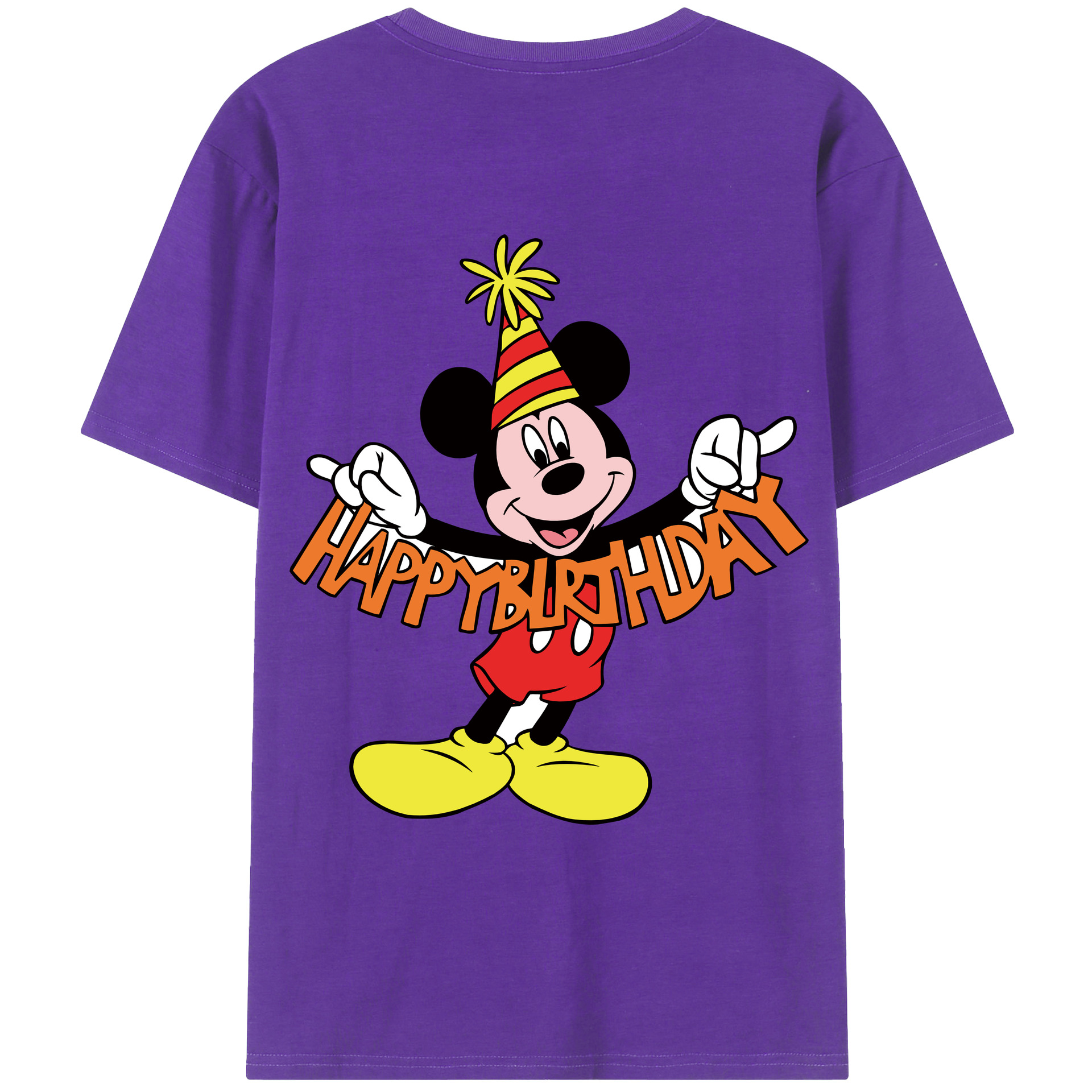 ミッキーマウス Mickey Mouse 綿100％ メンズ半袖Tシャツ（バックプリント） 通気性