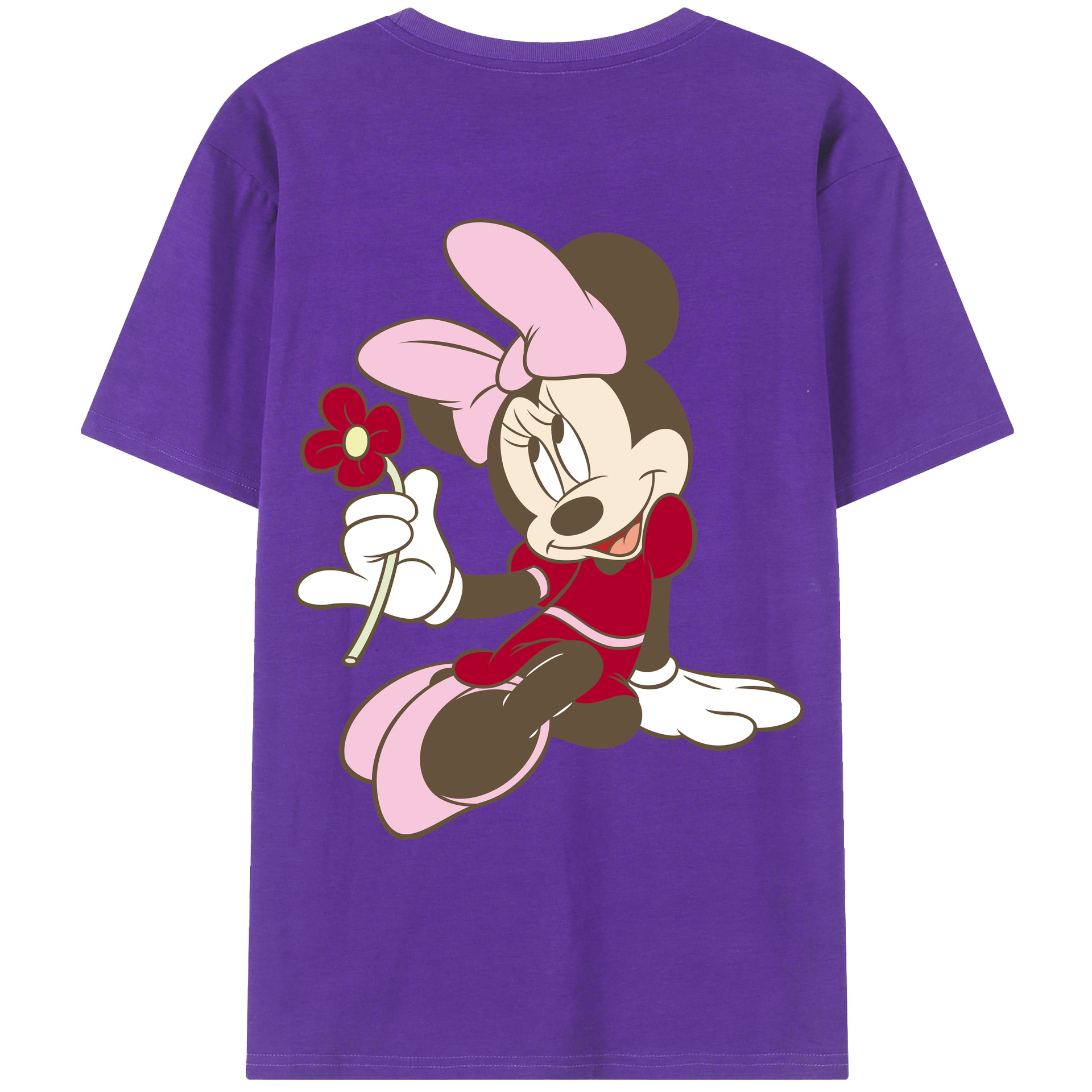 ミッキーマウス Mickey Mouse 綿100％ メンズ半袖Tシャツ（バックプリント） 通気性