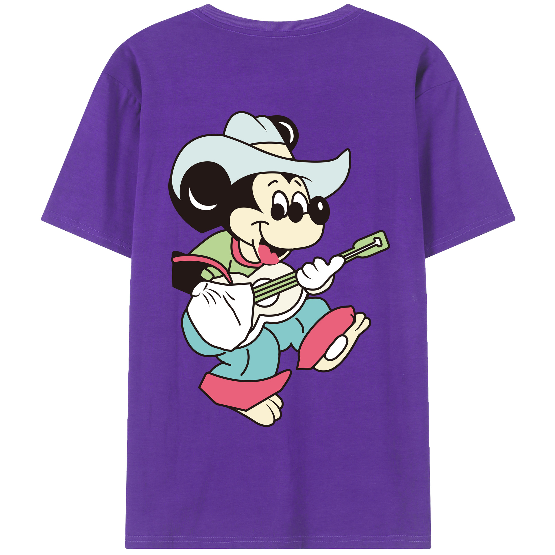 ミッキーマウス Mickey Mouse 綿100％ メンズ半袖Tシャツ（バックプリント） 通気性