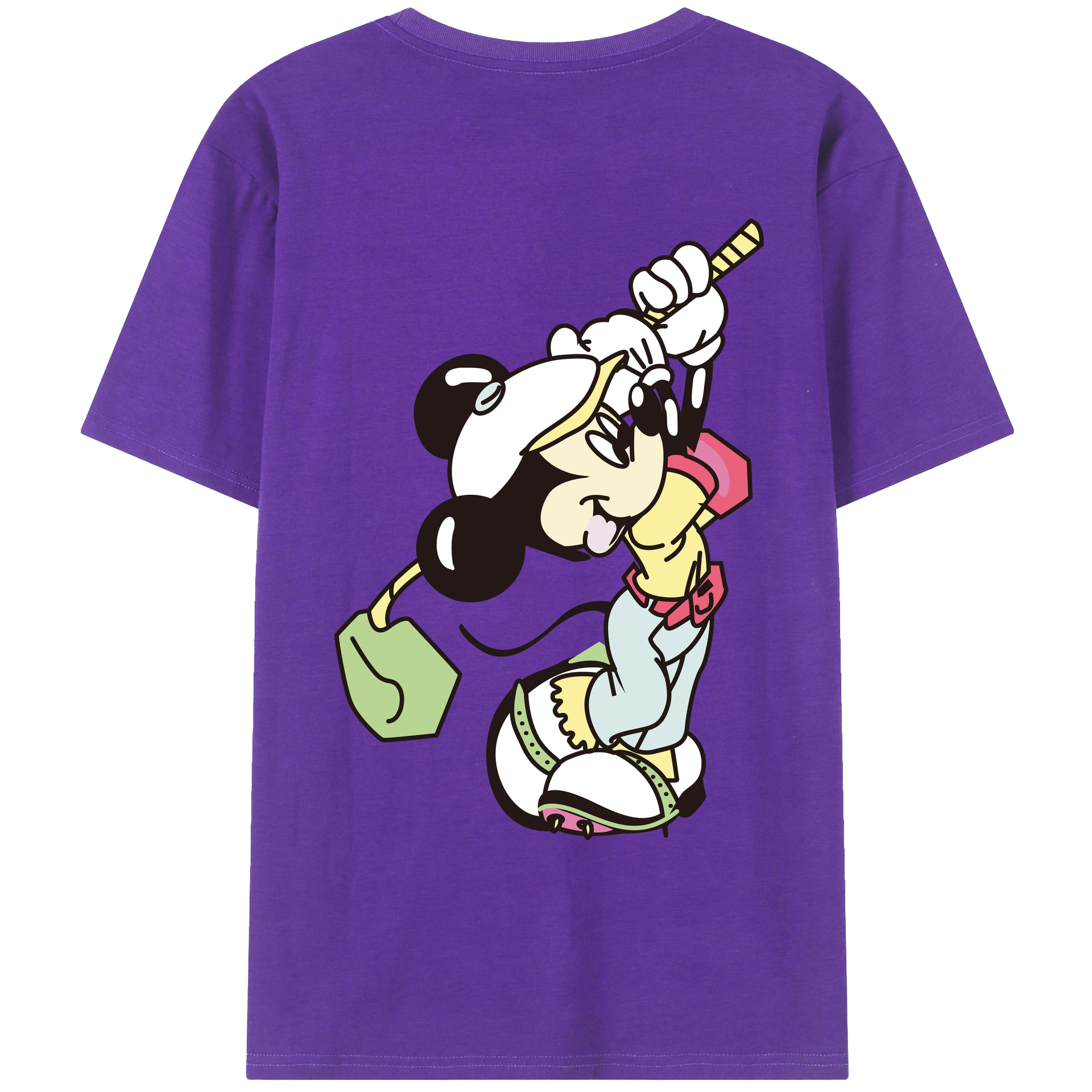 ミッキーマウス Mickey Mouse 綿100％ メンズ半袖Tシャツ（バックプリント） 通気性
