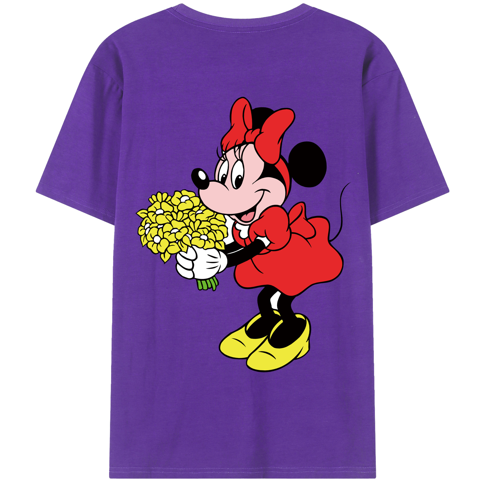 ミッキーマウス Mickey Mouse 綿100％ メンズ半袖Tシャツ（バックプリント） 通気性