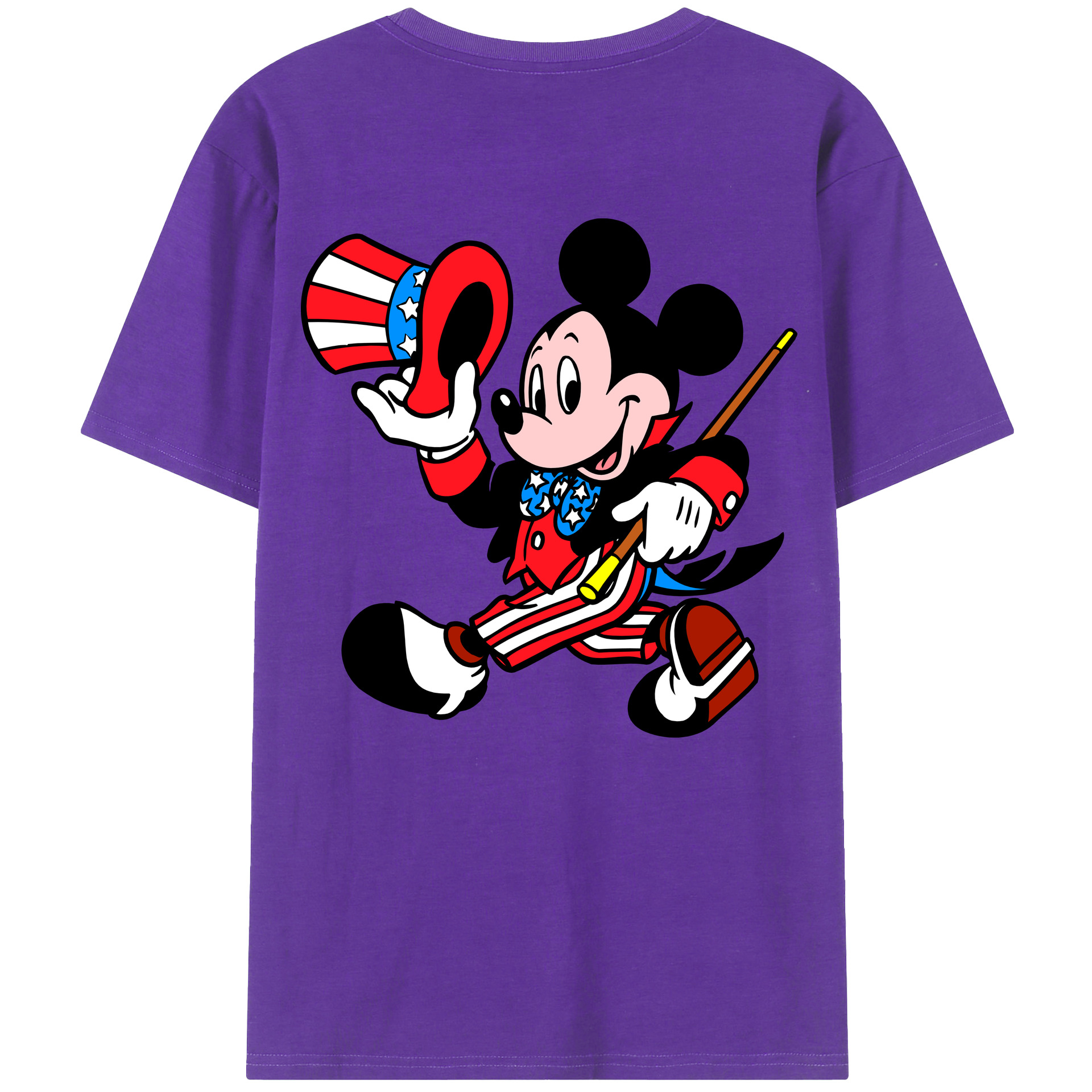 ミッキーマウス Mickey Mouse 綿100％ メンズ半袖Tシャツ（バックプリント） 通気性