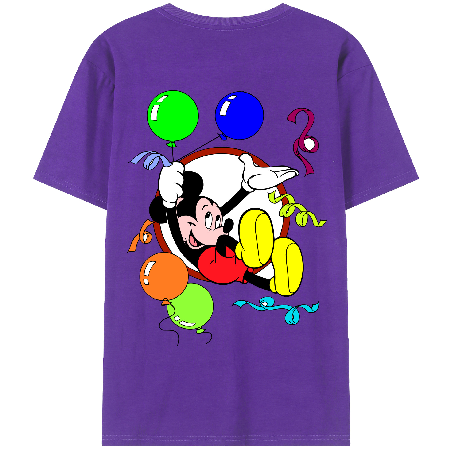 ミッキーマウス Mickey Mouse 綿100％ メンズ半袖Tシャツ（バックプリント） 通気性