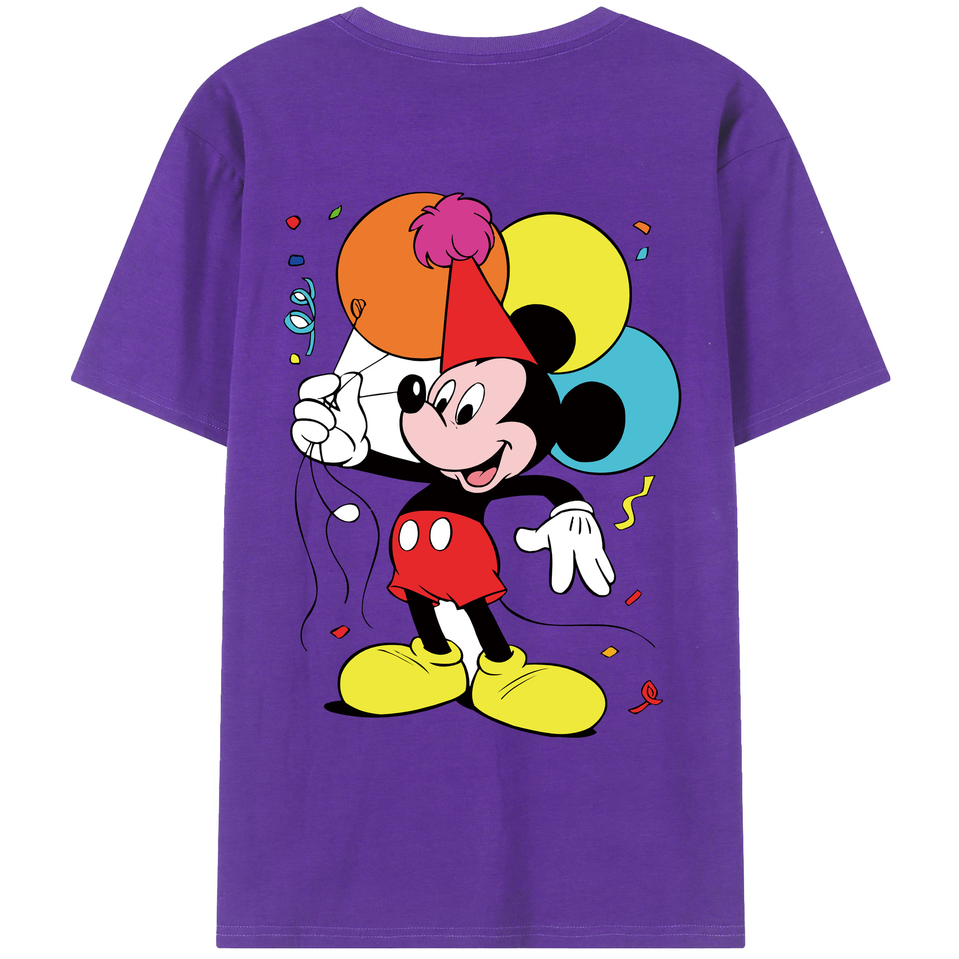 ミッキーマウス Mickey Mouse 綿100％ メンズ半袖Tシャツ（バックプリント） 通気性