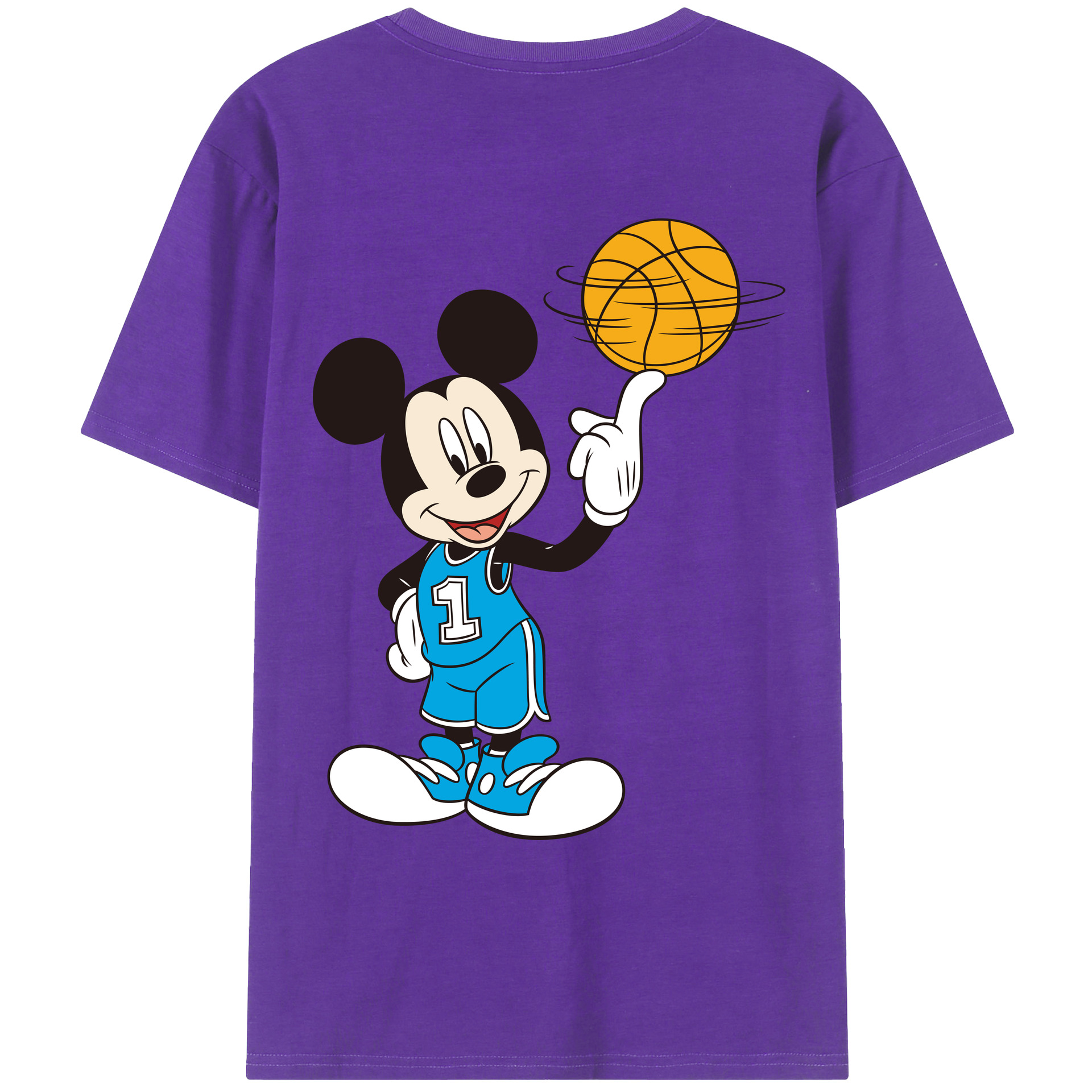 ミッキーマウス Mickey Mouse 綿100％ メンズ半袖Tシャツ（バックプリント） 通気性