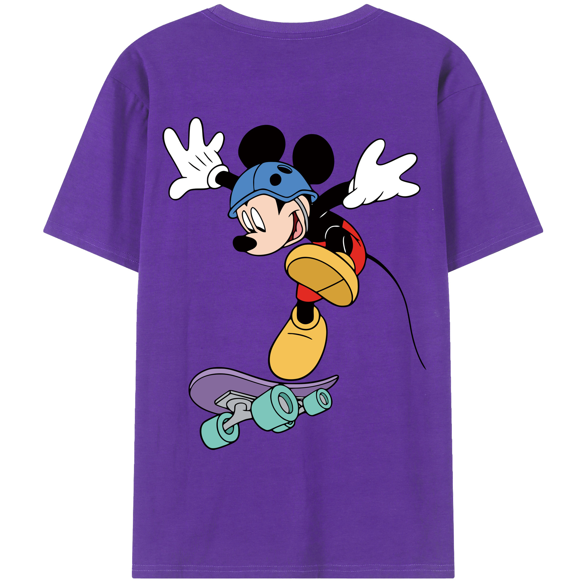 ミッキーマウス Mickey Mouse 綿100％ メンズ半袖Tシャツ（バックプリント） 通気性
