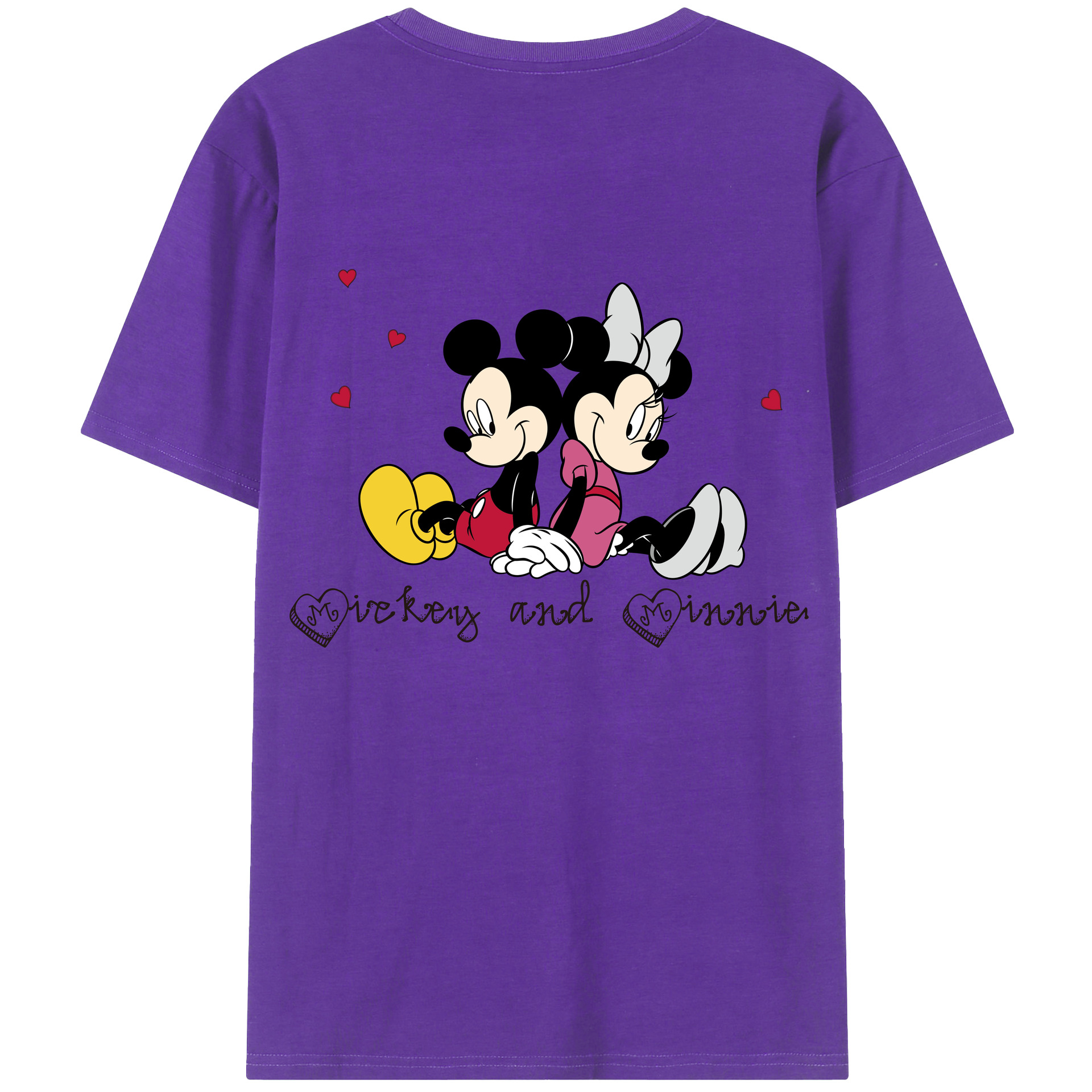 ミッキーマウス Mickey Mouse 綿100％ メンズ半袖Tシャツ（バックプリント） 通気性