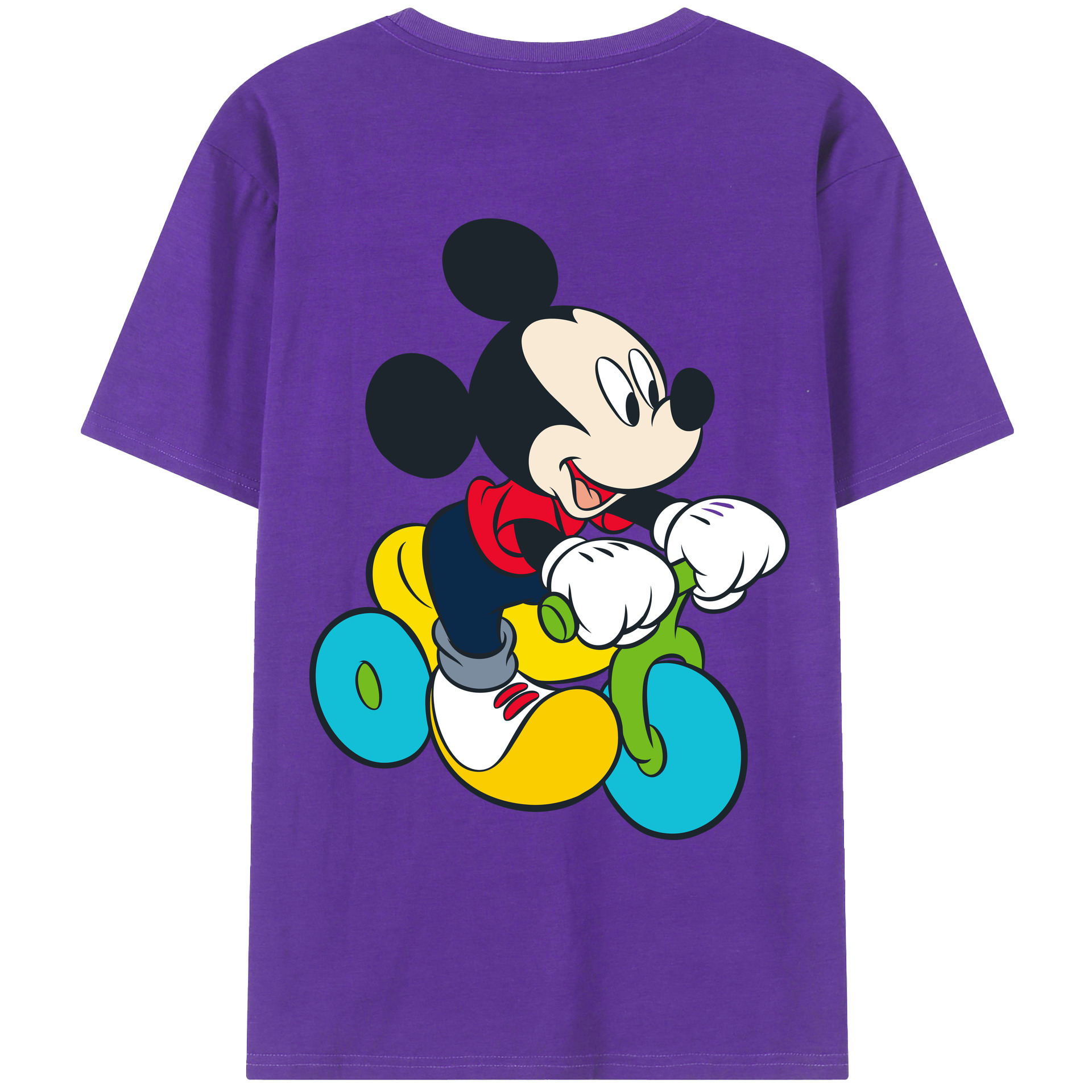 ミッキーマウス Mickey Mouse 綿100％ メンズ半袖Tシャツ（バックプリント） 通気性