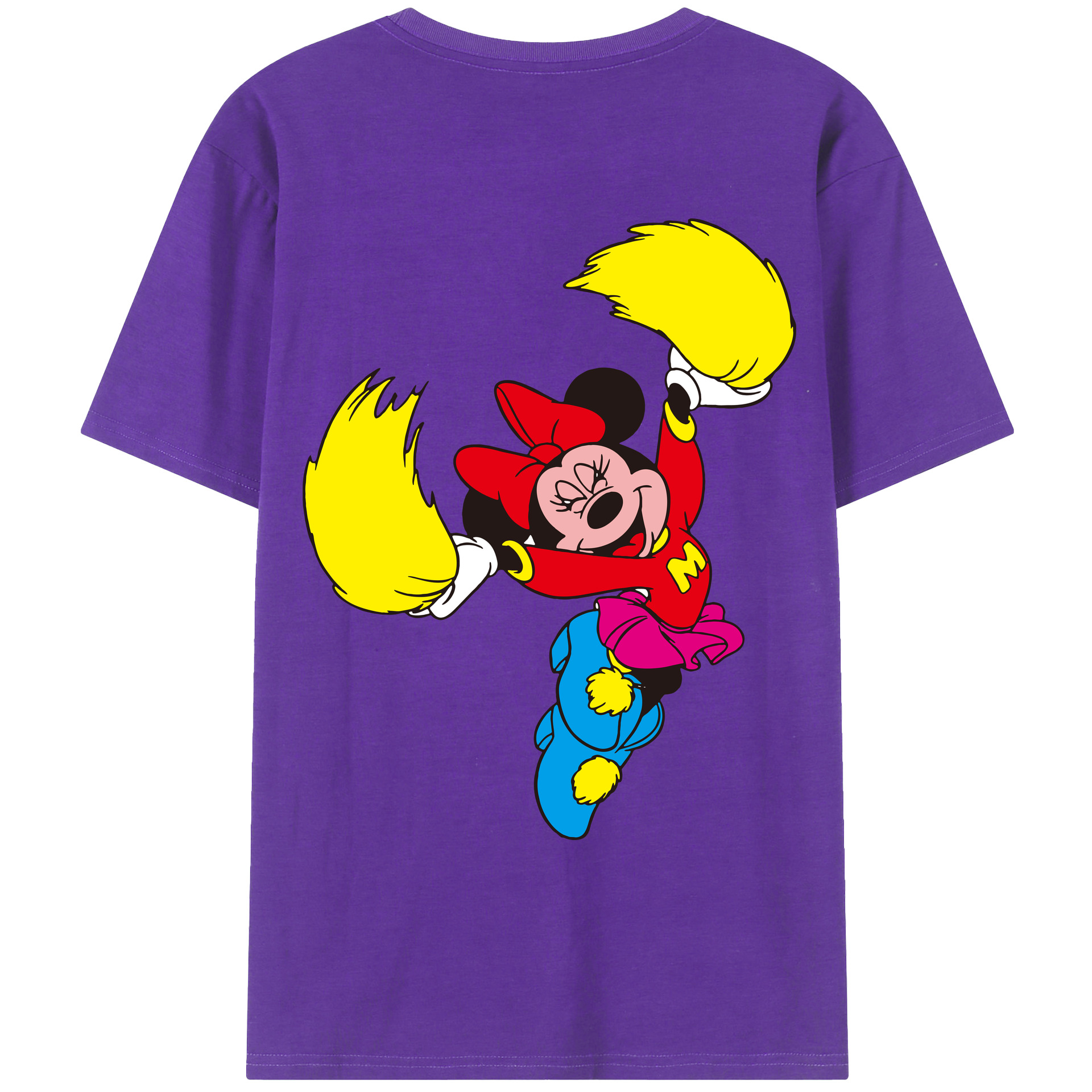 ミッキーマウス Mickey Mouse 綿100％ メンズ半袖Tシャツ（バックプリント） 通気性