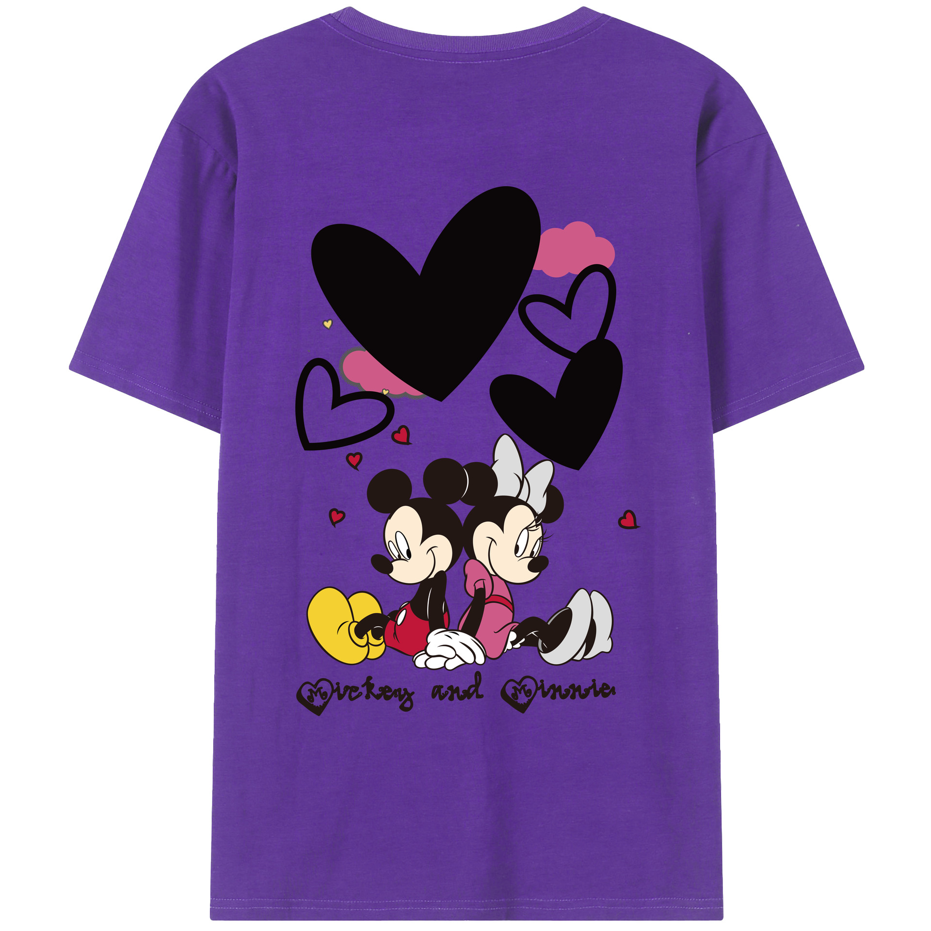 ミッキーマウス Mickey Mouse 綿100％ メンズ半袖Tシャツ（バックプリント） 通気性