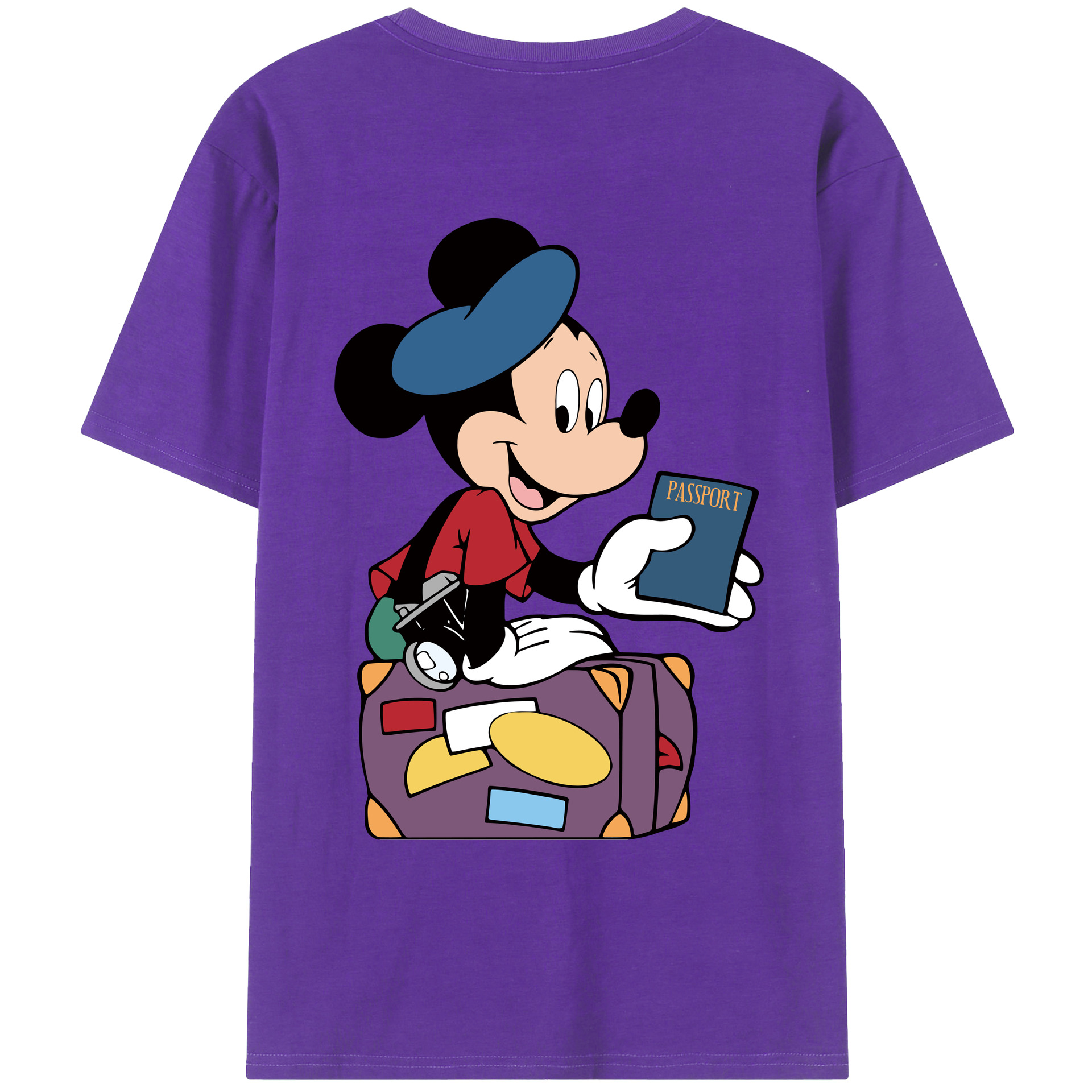 ミッキーマウス Mickey Mouse 綿100％ メンズ半袖Tシャツ（バックプリント） 通気性