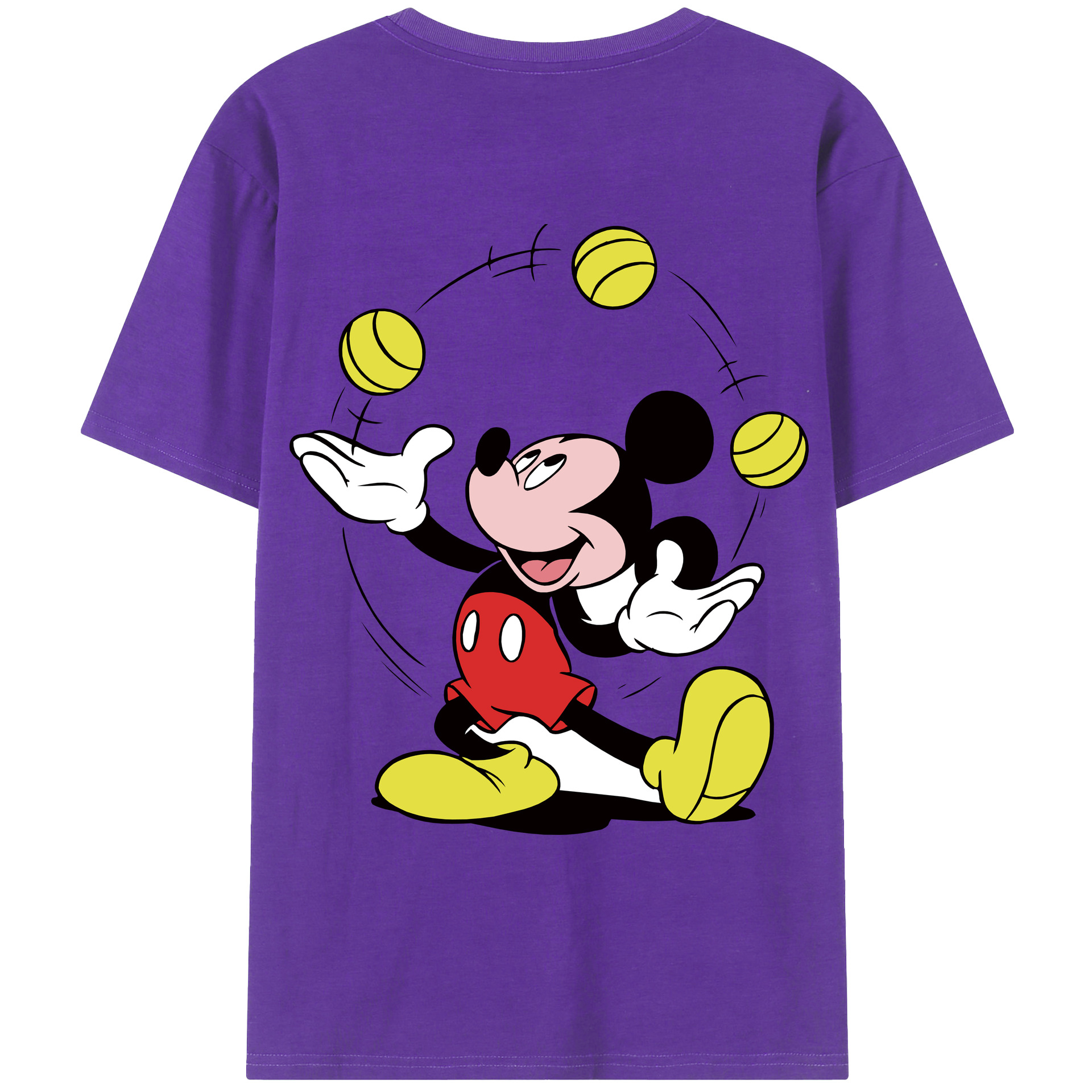 ミッキーマウス Mickey Mouse 綿100％ メンズ半袖Tシャツ（バックプリント） 通気性