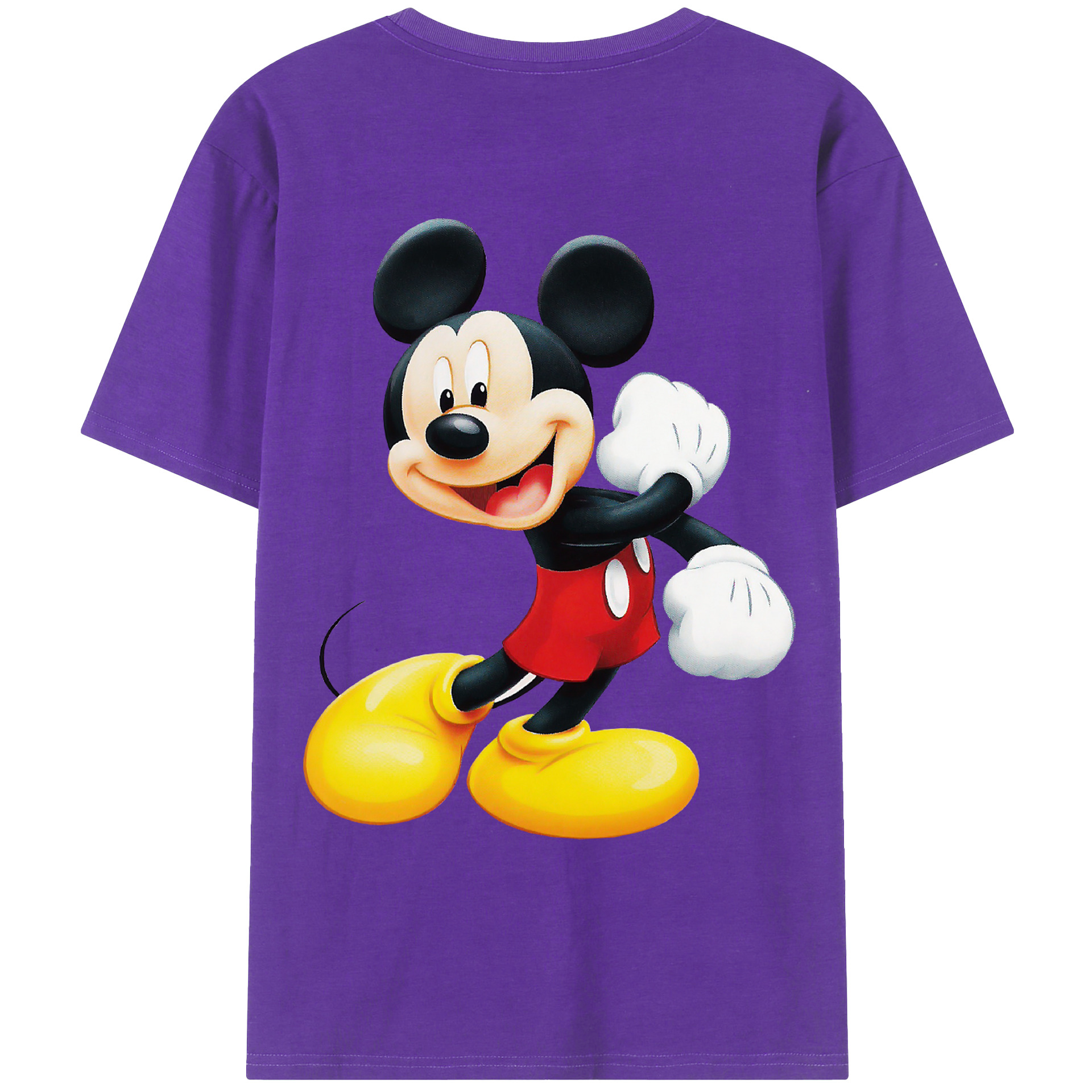 ミッキーマウス Mickey Mouse 綿100％ メンズ半袖Tシャツ（バックプリント） 通気性