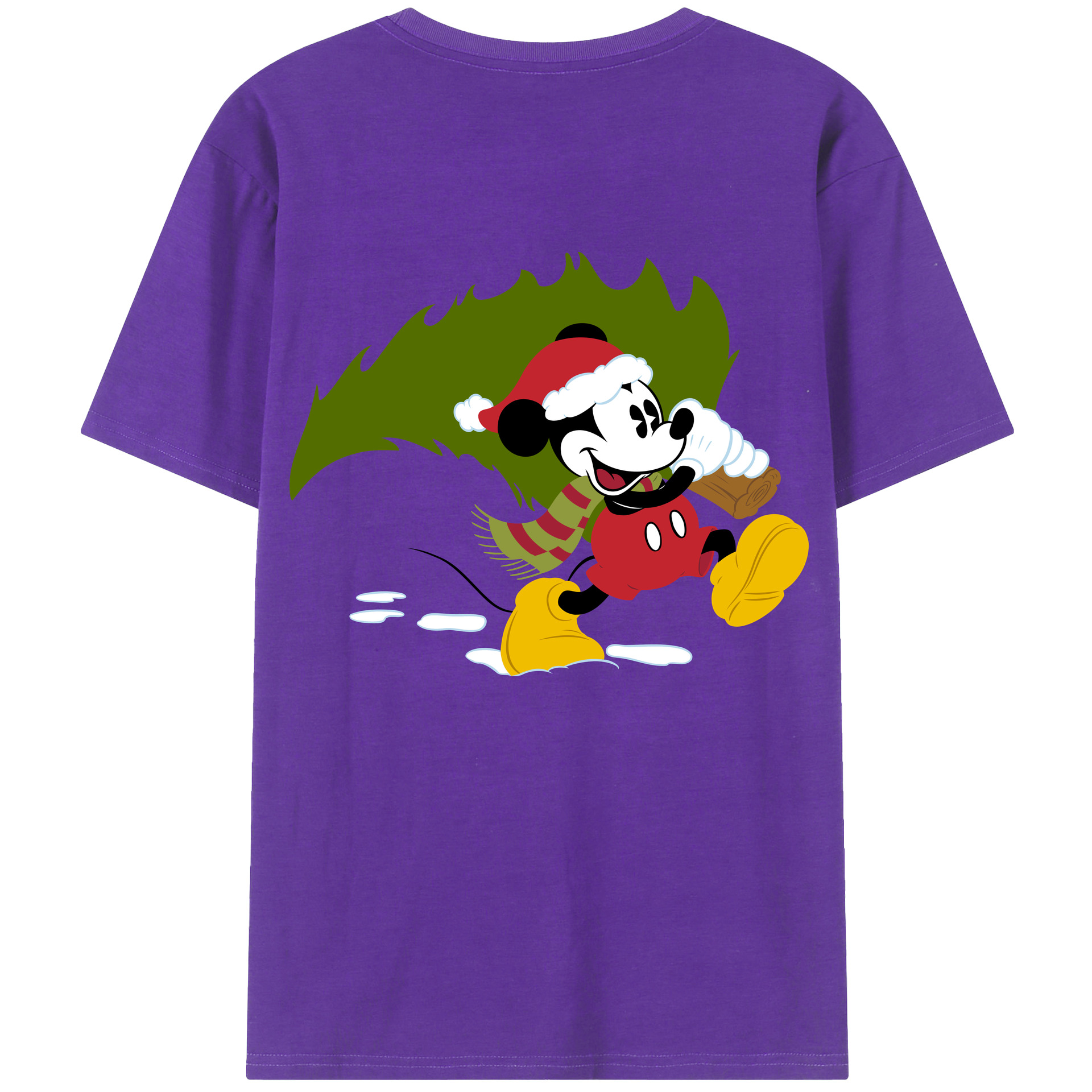 ミッキーマウス Mickey Mouse 綿100％ メンズ半袖Tシャツ（バックプリント） 通気性