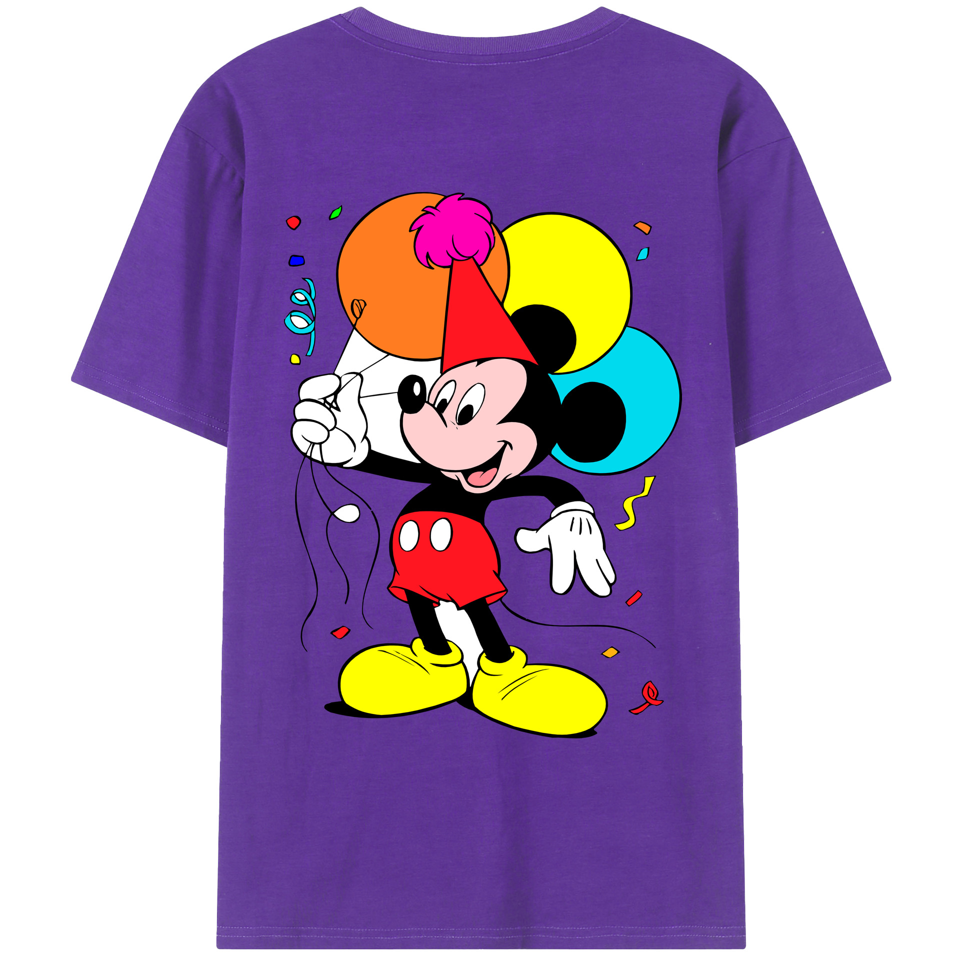 ミッキーマウス Mickey Mouse 綿100％ メンズ半袖Tシャツ（バックプリント） 通気性