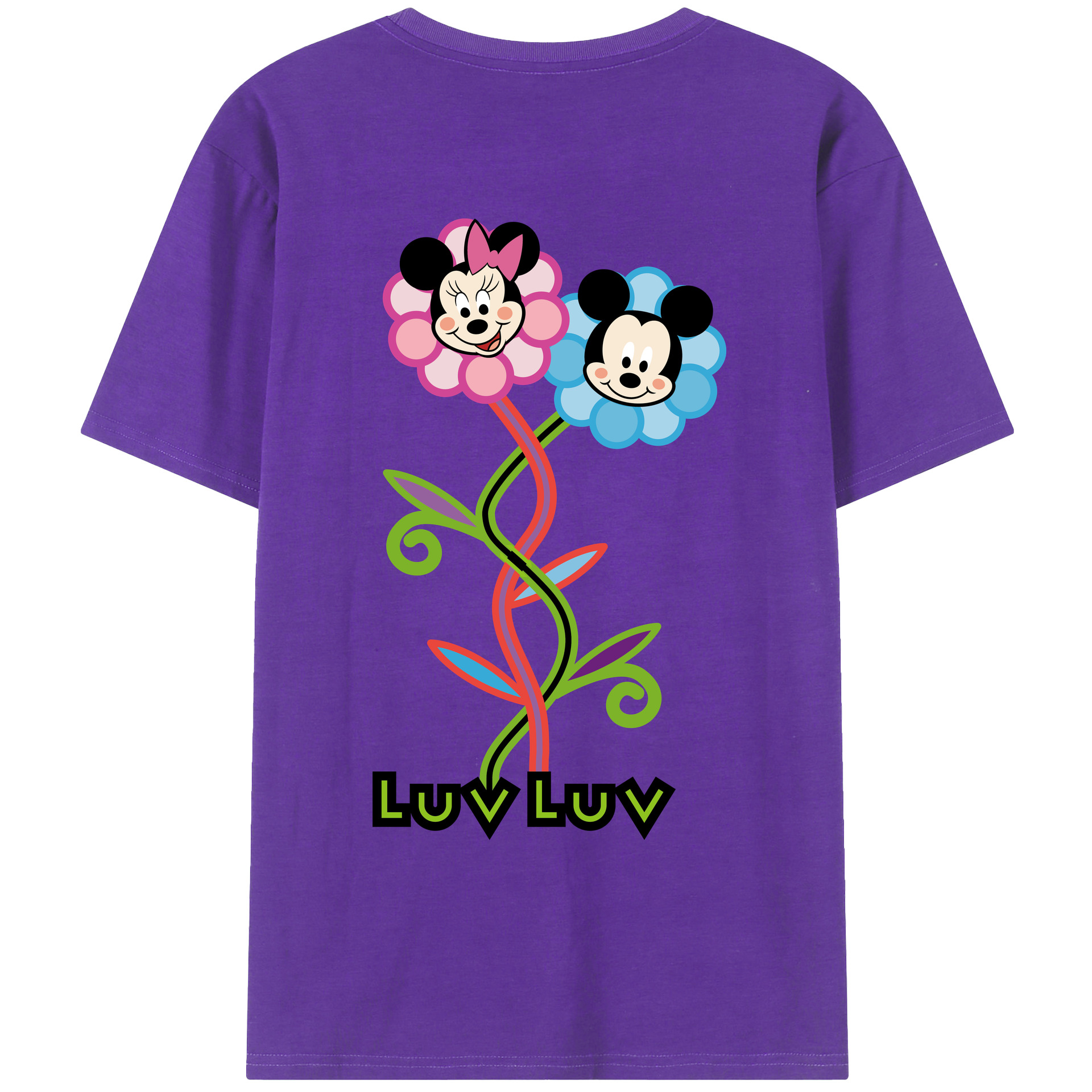 ミッキーマウス Mickey Mouse 綿100％ メンズ半袖Tシャツ（バックプリント） 通気性