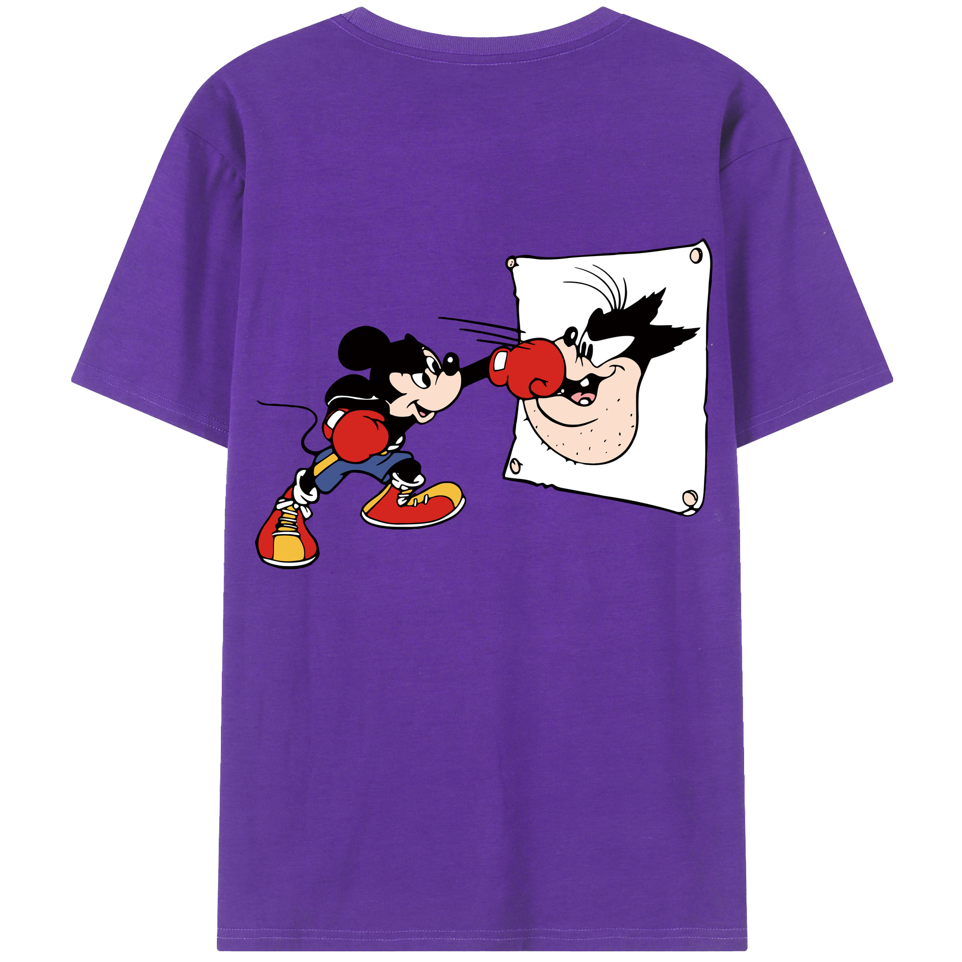 ミッキーマウス Mickey Mouse 綿100％ メンズ半袖Tシャツ（バックプリント） 通気性