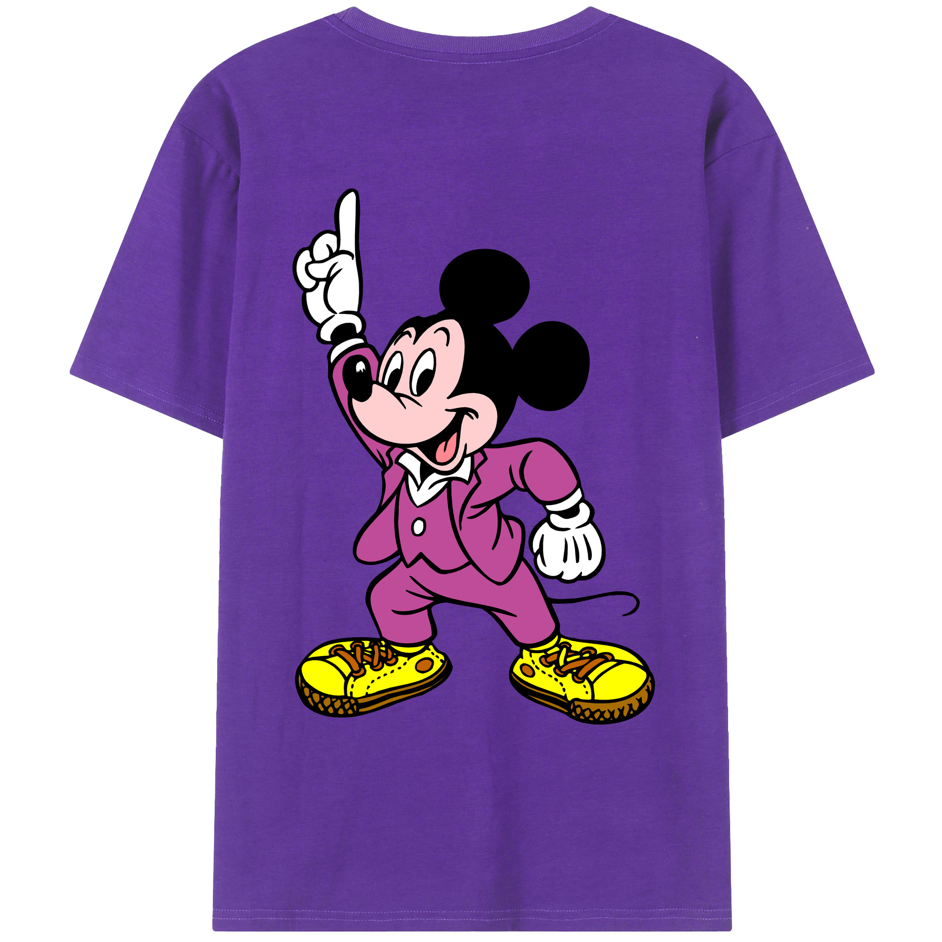 （画像用） ミッキーマウス Mickey Mouse 綿100％ メンズ半袖Tシャツ（バックプリント） 通気性