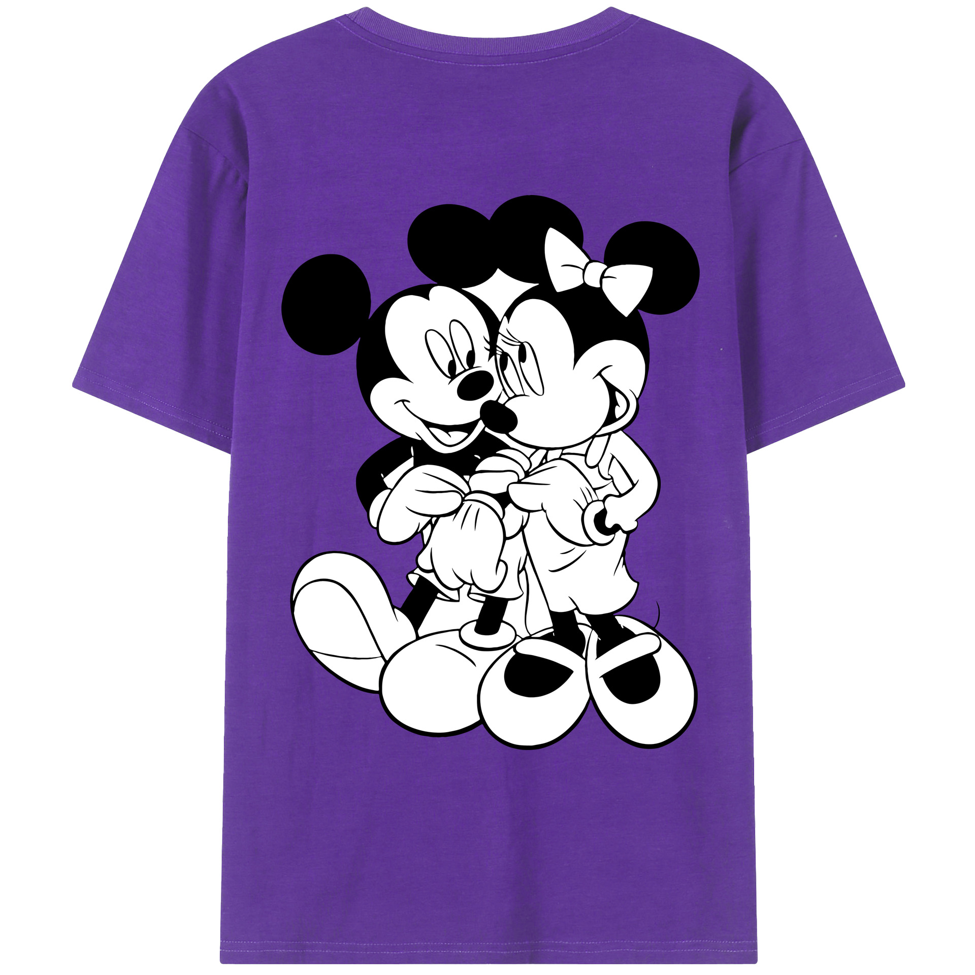 ミッキーマウス Mickey Mouse 綿100％ メンズ半袖Tシャツ（バックプリント） 通気性