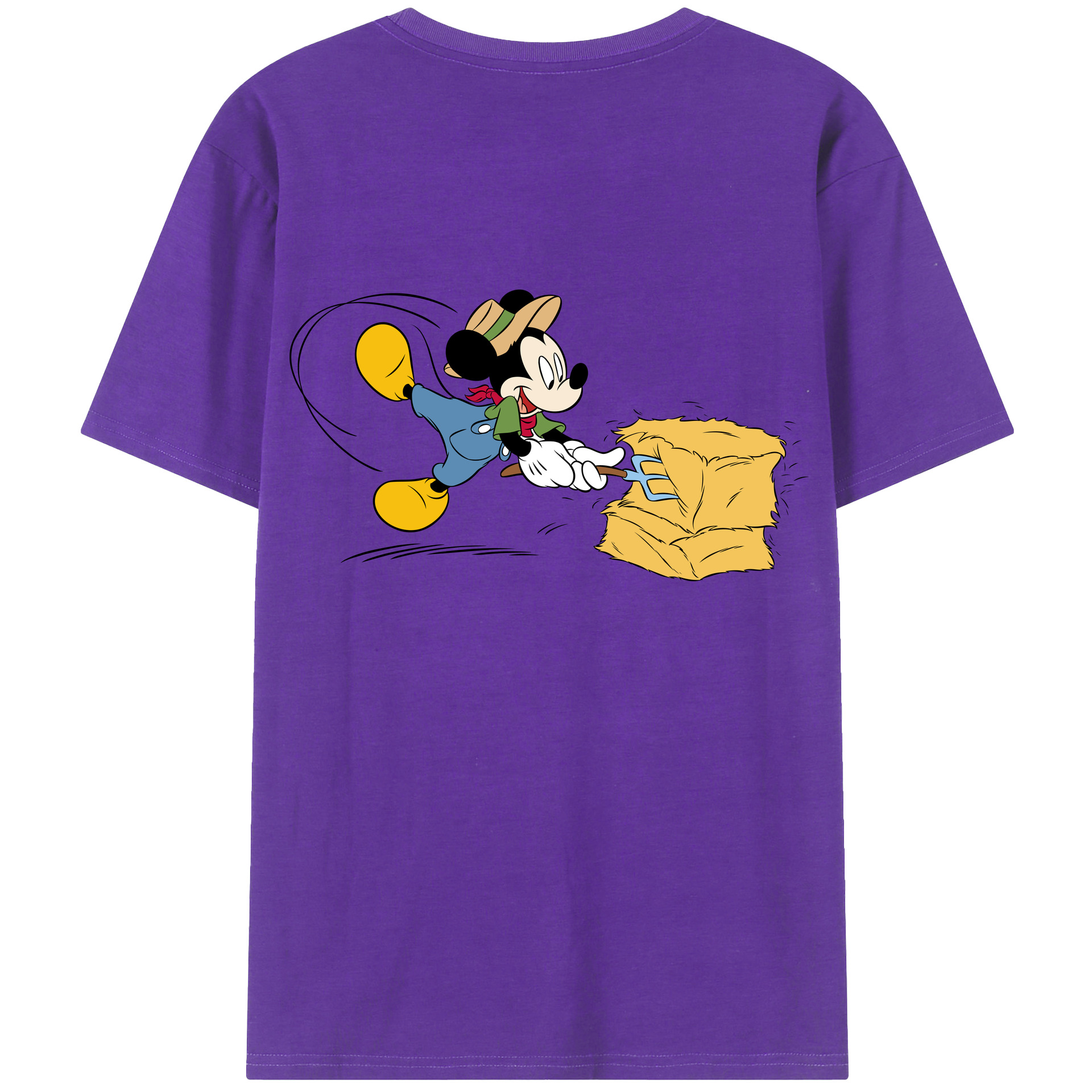 ミッキーマウス Mickey Mouse 綿100％ メンズ半袖Tシャツ（バックプリント） 通気性