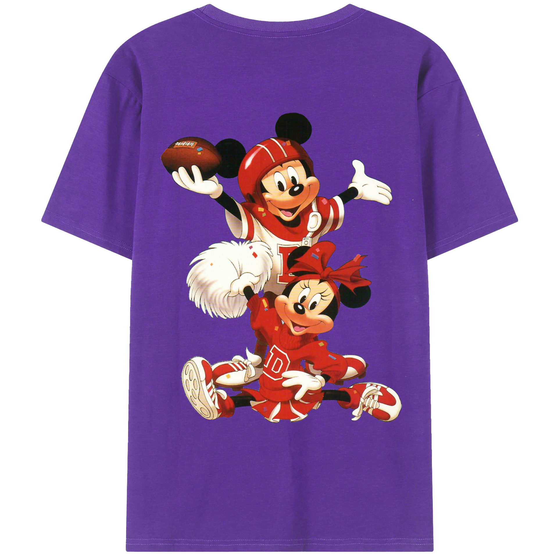 ミッキーマウス Mickey Mouse 綿100％ メンズ半袖Tシャツ（バックプリント） 通気性