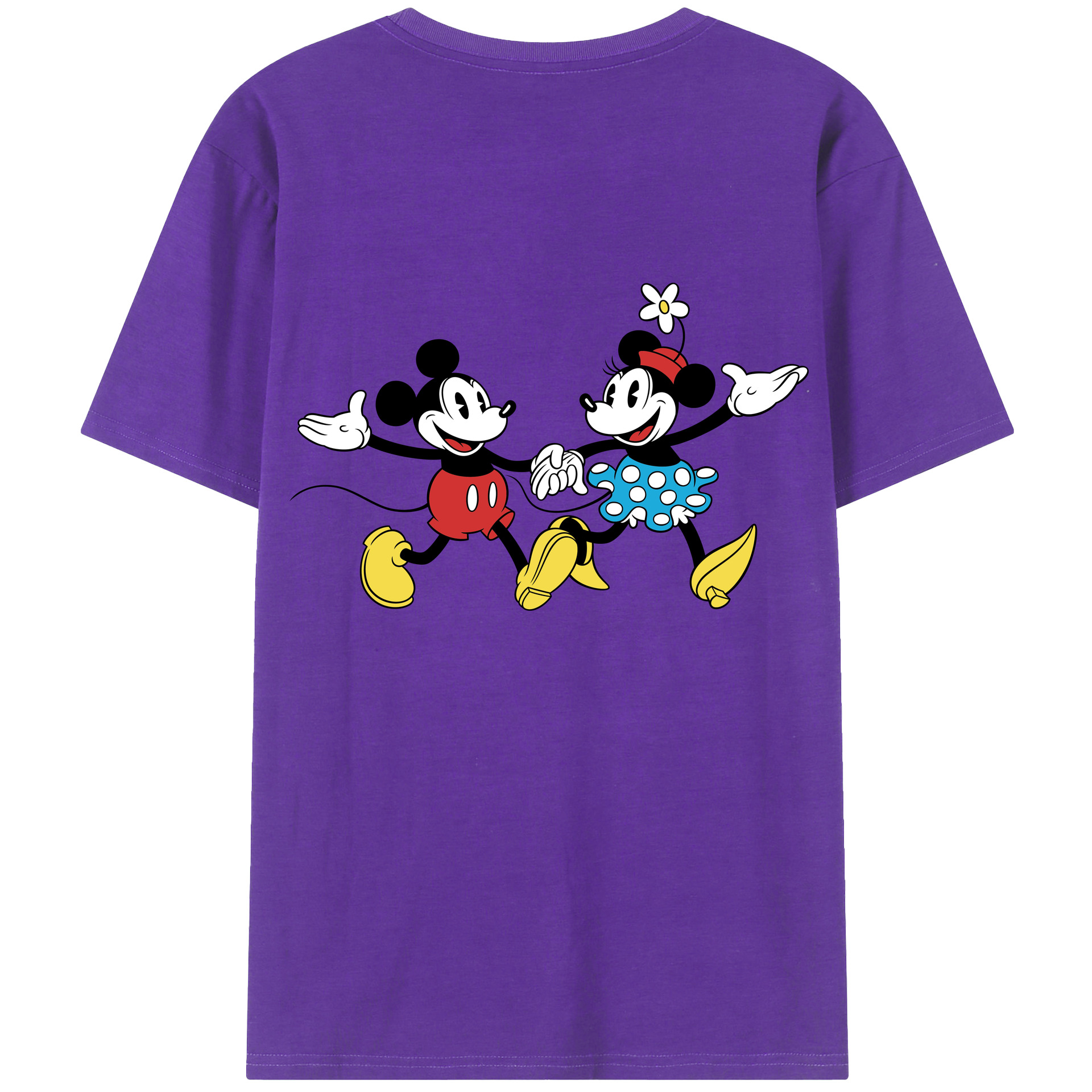 ミッキーマウス Mickey Mouse 綿100％ メンズ半袖Tシャツ（バックプリント） 通気性