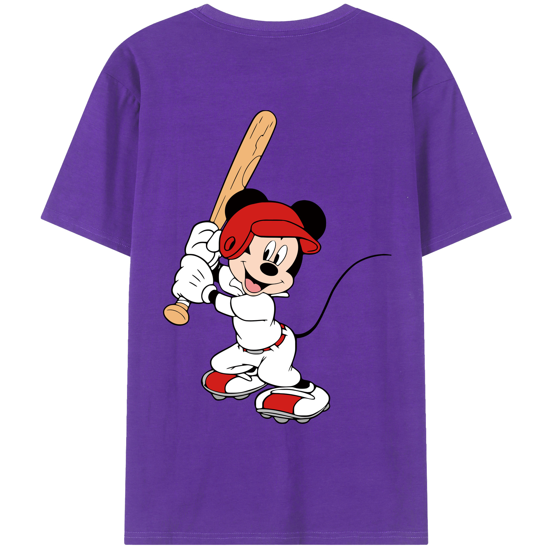 ミッキーマウス Mickey Mouse 綿100％ メンズ半袖Tシャツ（バックプリント） 通気性