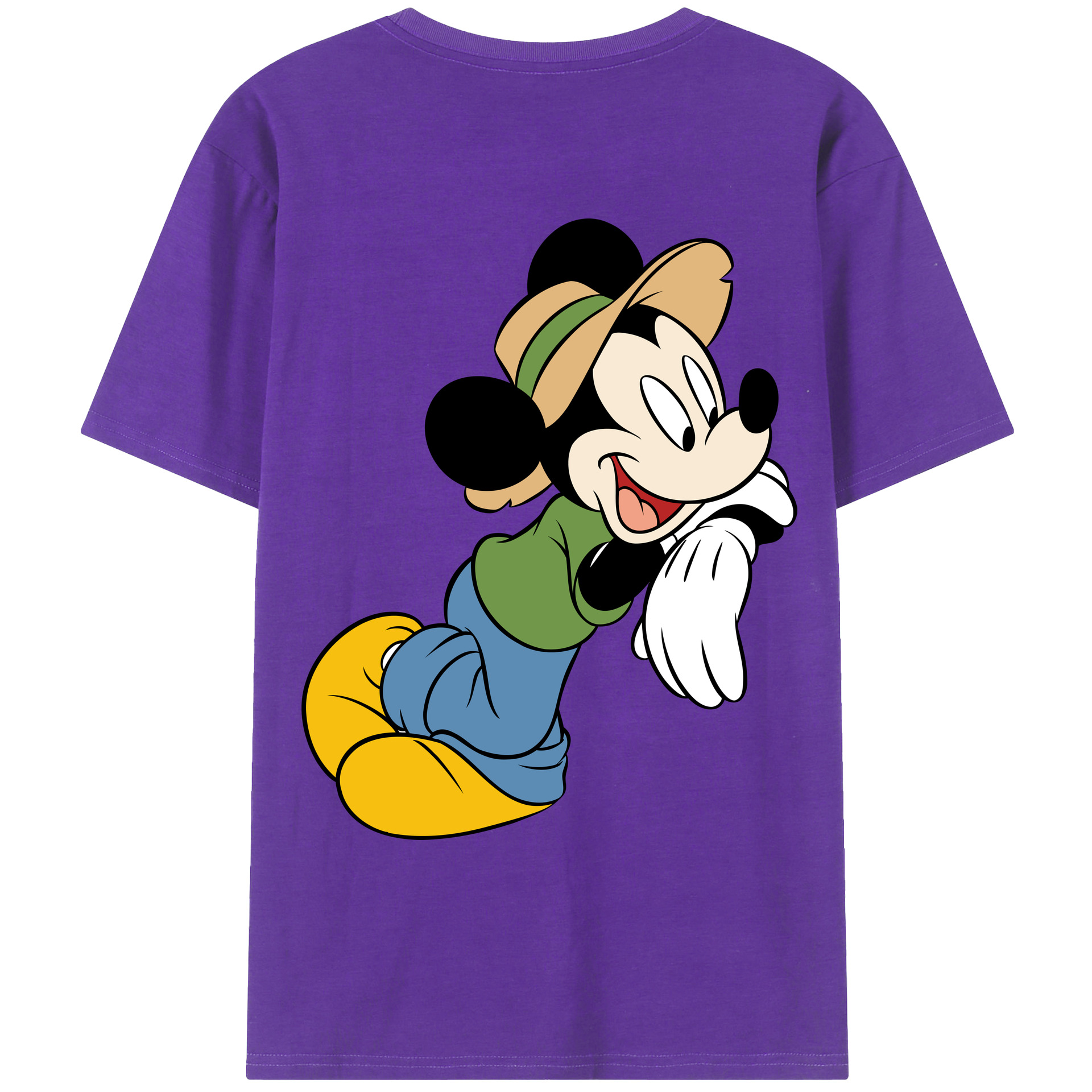 ミッキーマウス Mickey Mouse 綿100％ メンズ半袖Tシャツ（バックプリント） 通気性