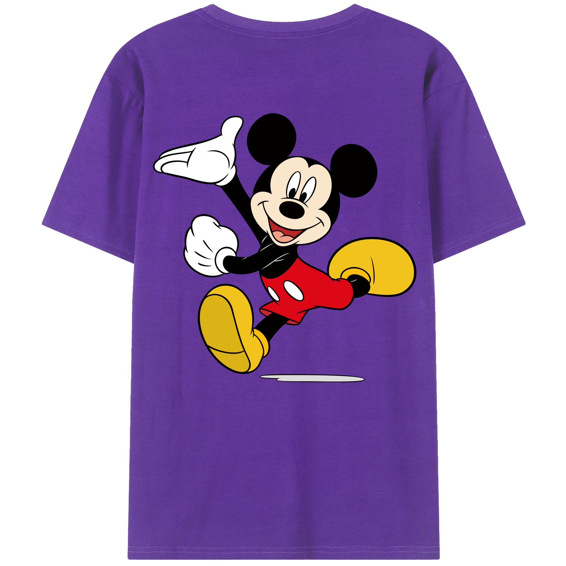 ミッキーマウス Mickey Mouse 綿100％ メンズ半袖Tシャツ（バックプリント） 通気性