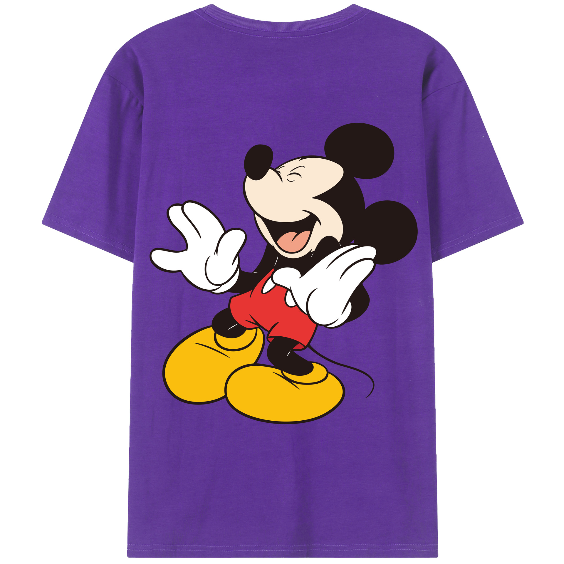 ミッキーマウス Mickey Mouse 綿100％ メンズ半袖Tシャツ（バックプリント） 通気性