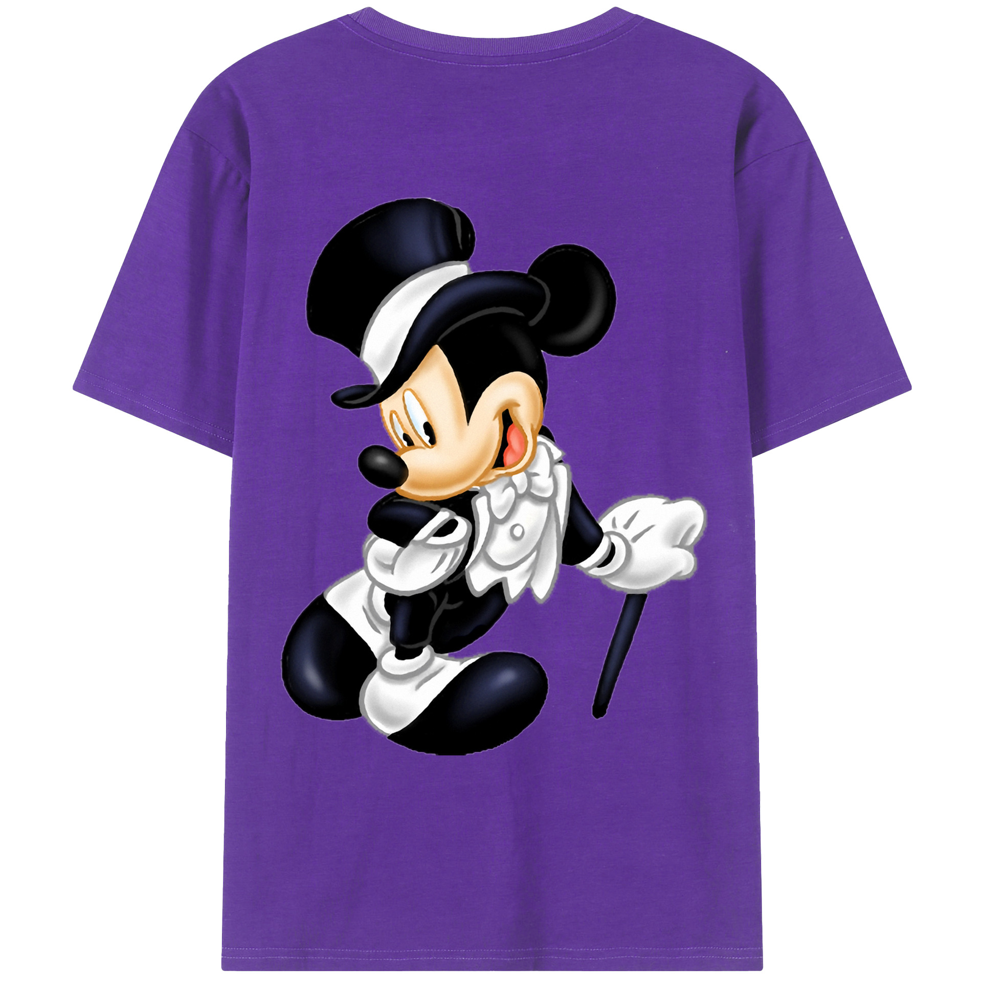 ミッキーマウス Mickey Mouse 綿100％ メンズ半袖Tシャツ（バックプリント） 通気性