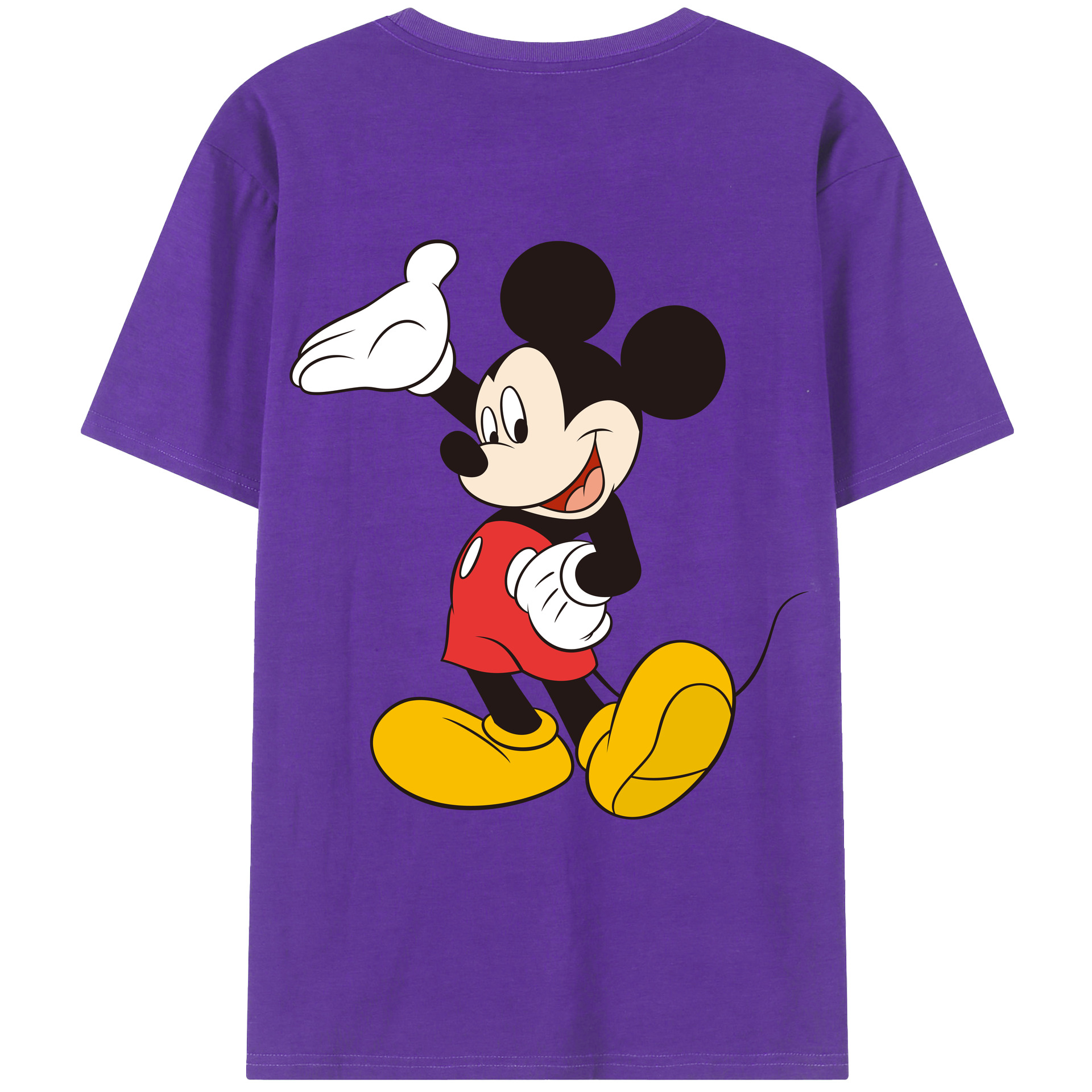 ミッキーマウス Mickey Mouse 綿100％ メンズ半袖Tシャツ（バックプリント） 通気性