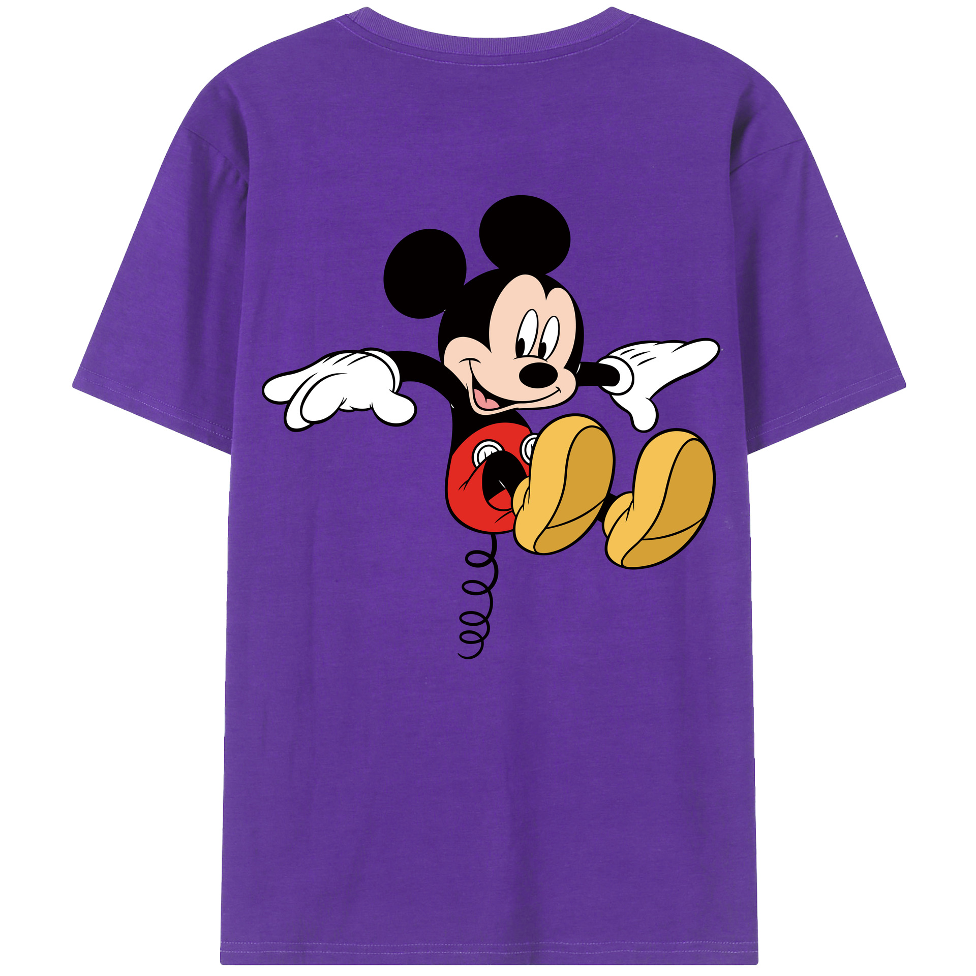 ミッキーマウス Mickey Mouse 綿100％ メンズ半袖Tシャツ（バックプリント） 通気性