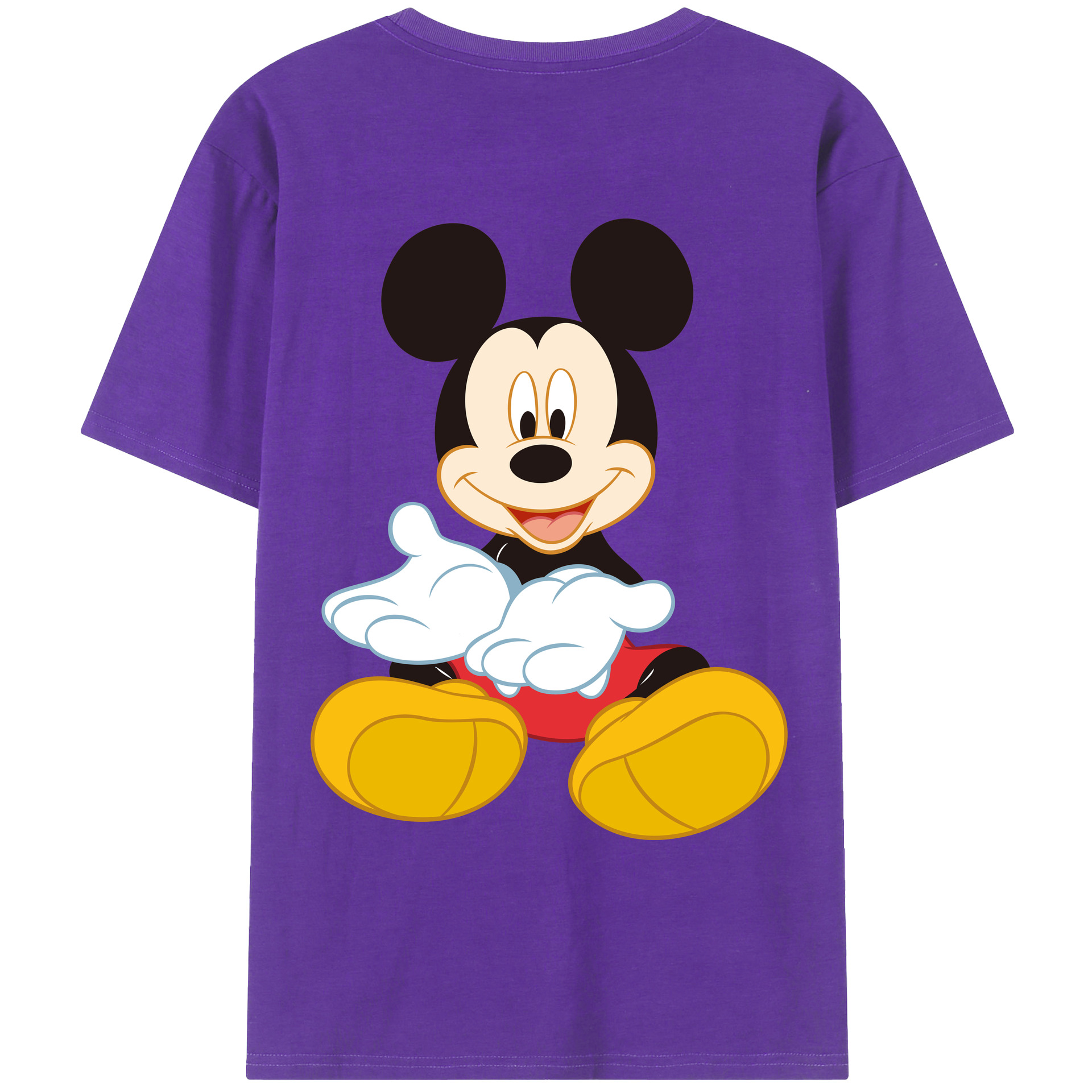 ミッキーマウス Mickey Mouse 綿100％ メンズ半袖Tシャツ（バックプリント） 通気性