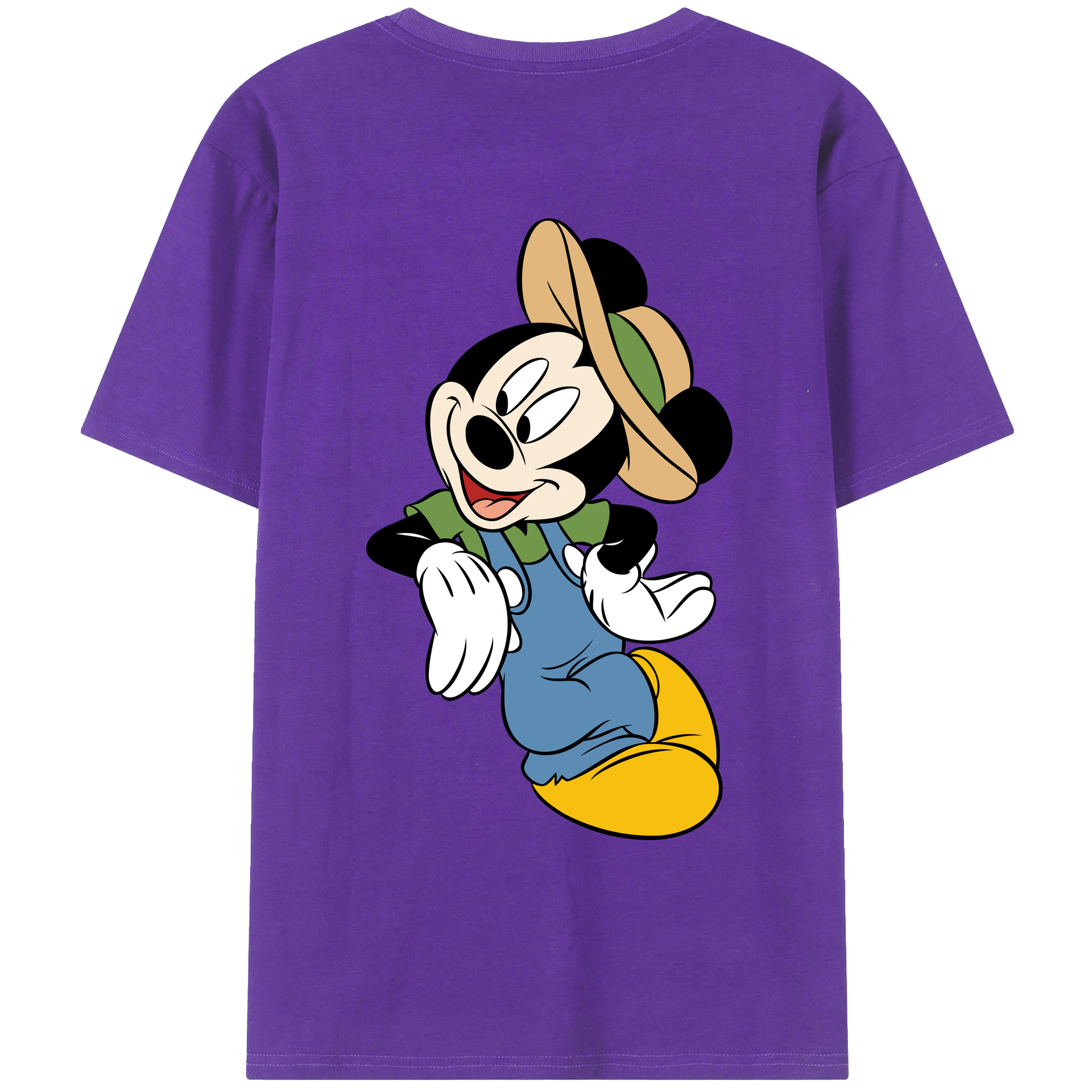 ミッキーマウス Mickey Mouse 綿100％ メンズ半袖Tシャツ（バックプリント） 通気性